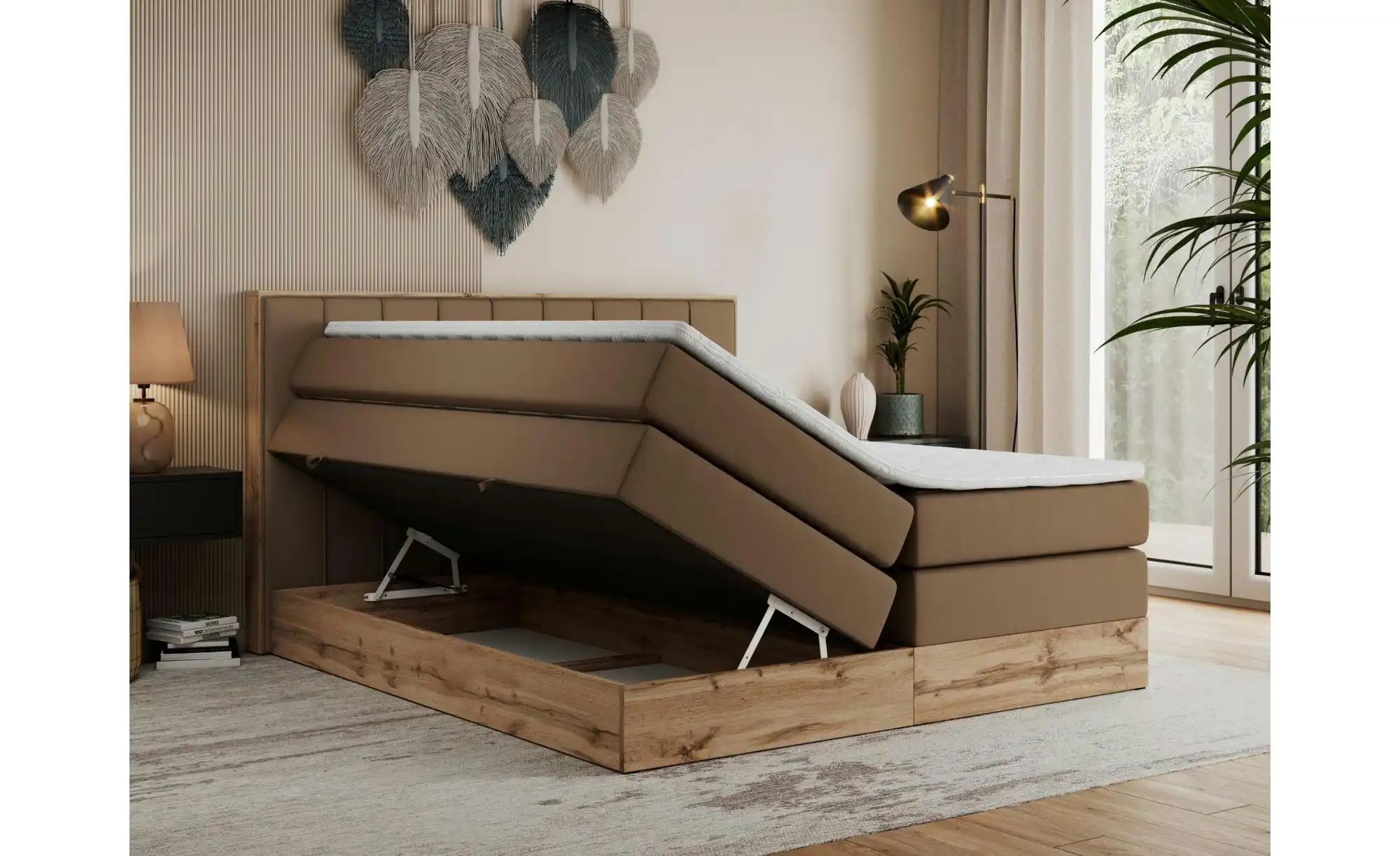 Boxspringbett mit Bettkasten Bellissimo King ¦ braun ¦ Maße (cm): B: 208 H: günstig online kaufen