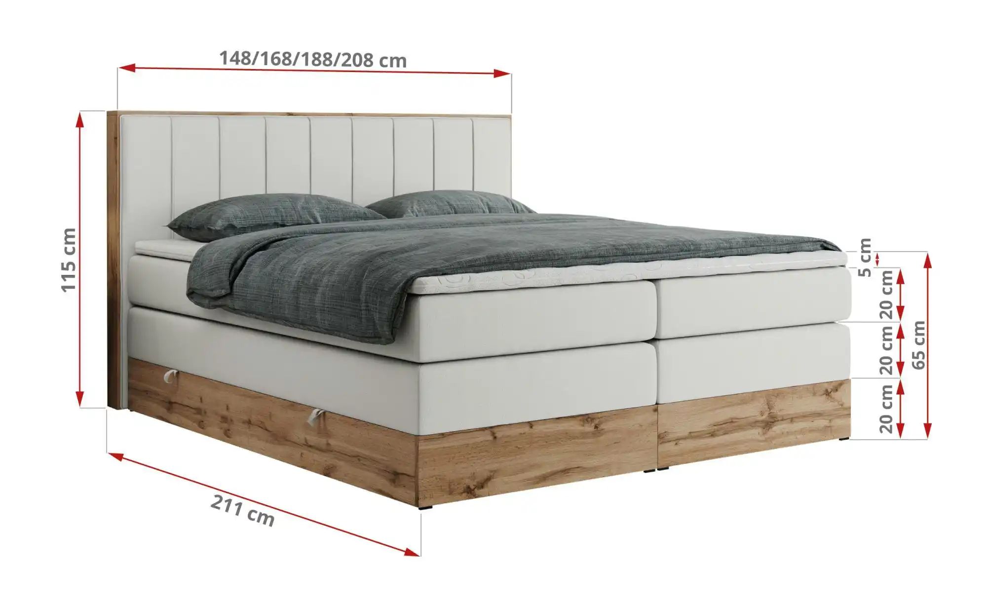 Boxspringbett mit Bettkasten Bellissimo King ¦ weiß ¦ Maße (cm): B: 208 H: günstig online kaufen