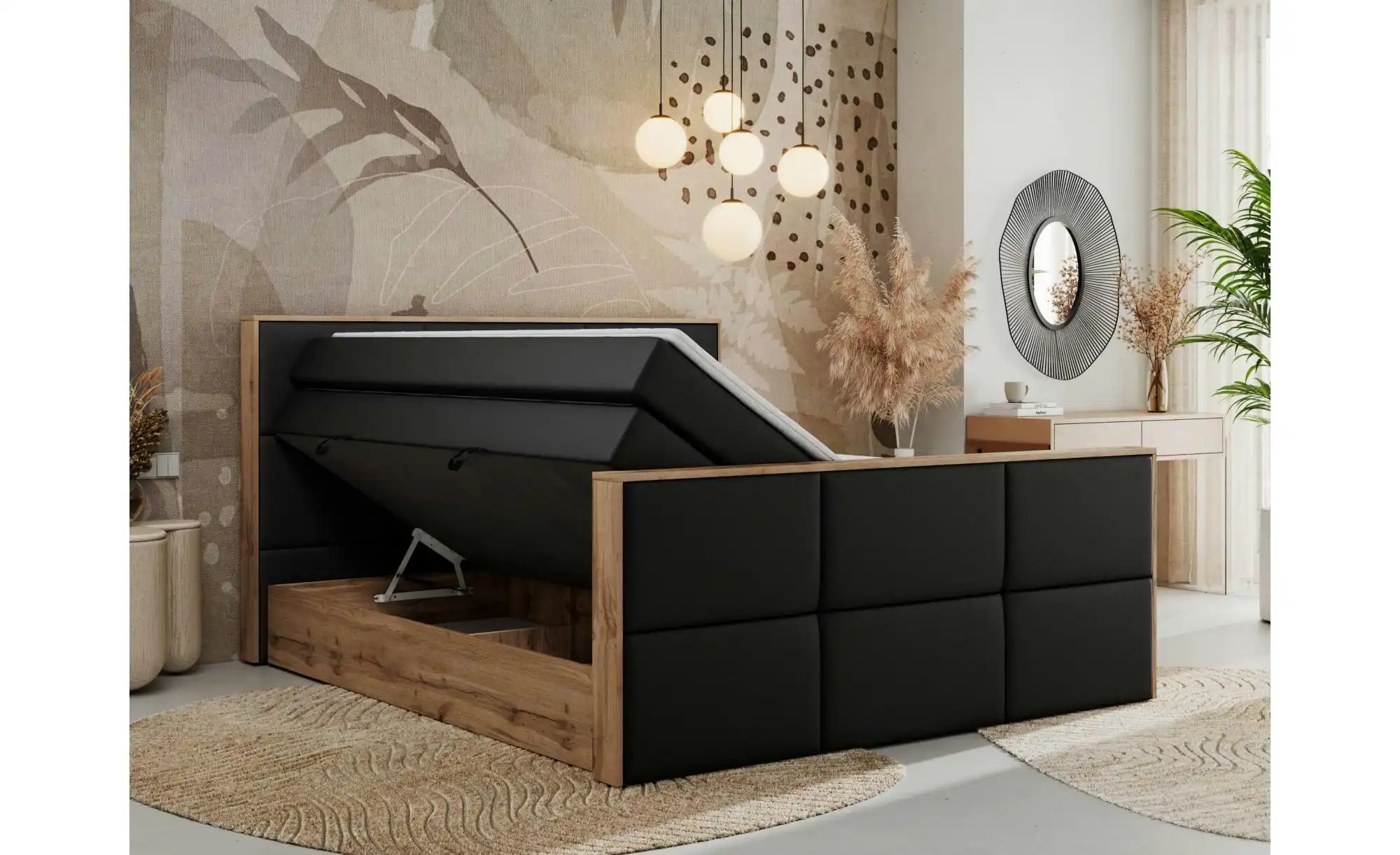 Boxspringbett mit Bettkasten Albero 2 King ¦ schwarz ¦ Maße (cm): B: 128 H: günstig online kaufen