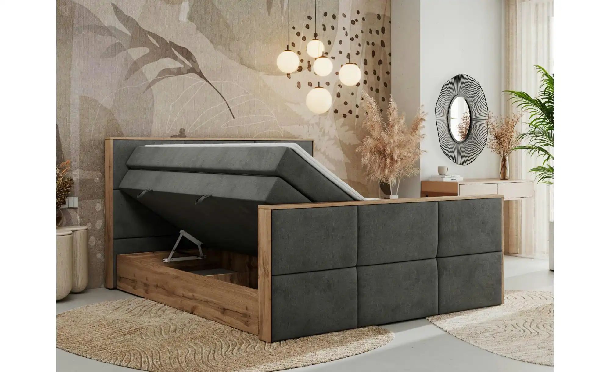 Thumbnail - Boxspringbett mit Bettkasten Albero 2 King Duo ¦ grau ¦ Maße (cm): B: 148 H: 113 Betten > Boxspringbetten - Höffner