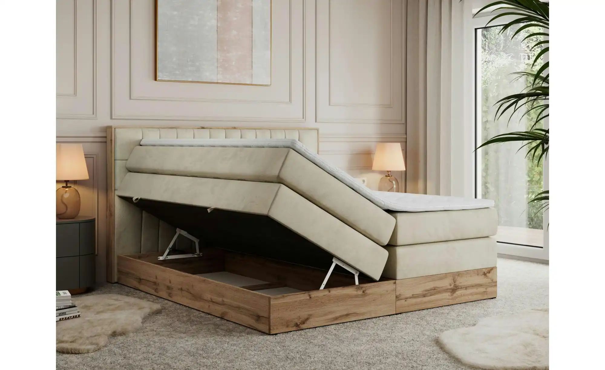 Thumbnail - Boxspringbett mit Bettkasten Amore King ¦ beige ¦ Maße (cm): B: 208 H: 115 Betten > Boxspringbetten - Höffner