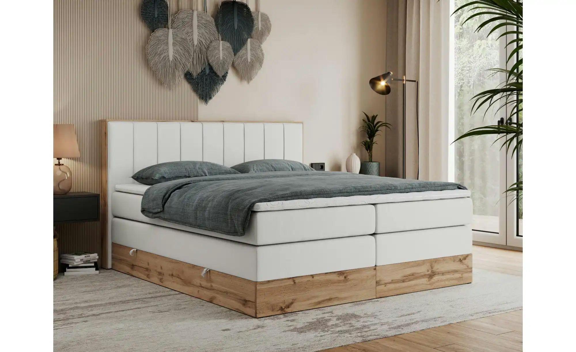 Boxspringbett mit Bettkasten Bellissimo King ¦ weiß ¦ Maße (cm): B: 148 H: günstig online kaufen