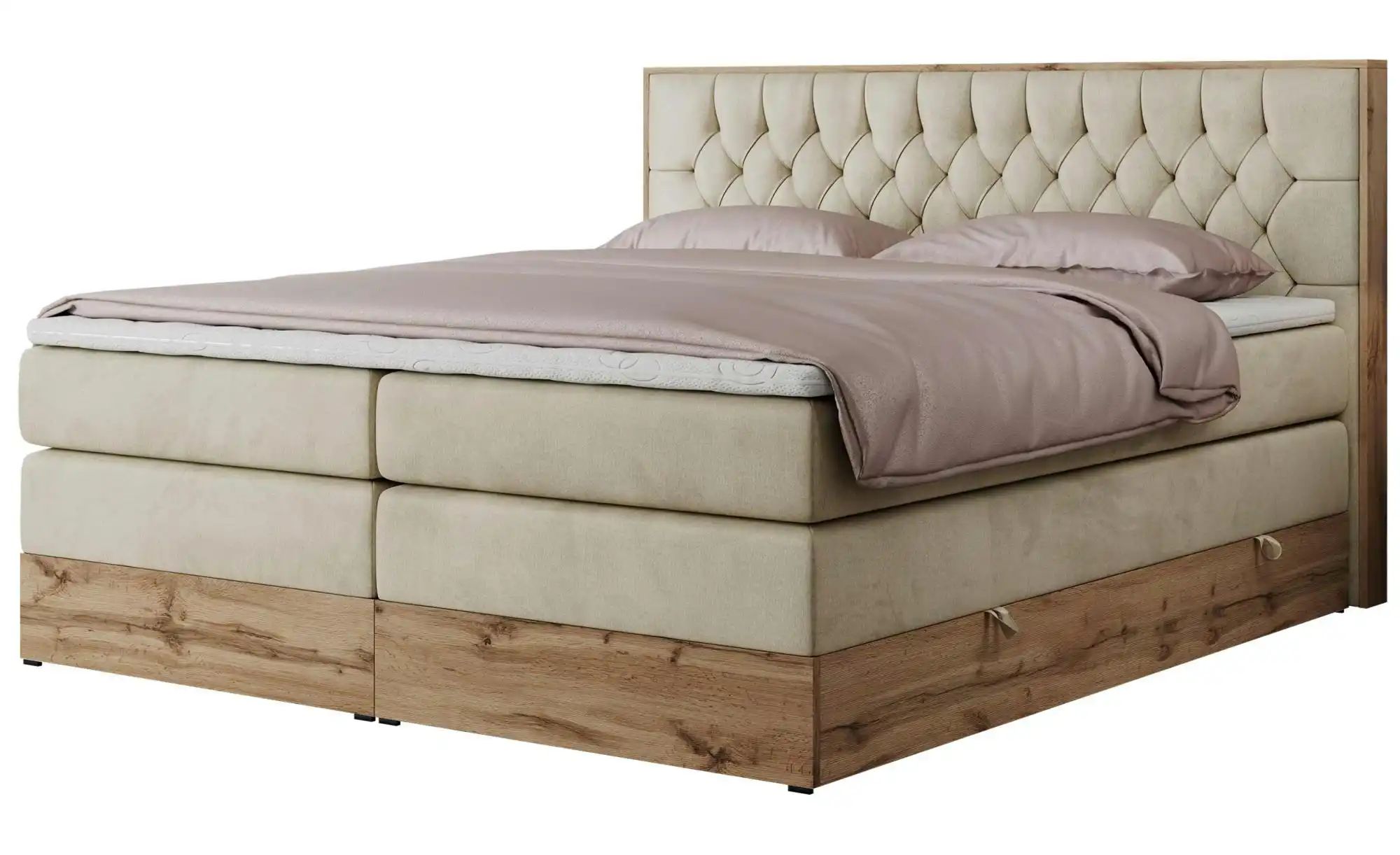 Boxspringbett mit Bettkasten Amore King ¦ beige ¦ Maße (cm): B: 148 H: 115 günstig online kaufen