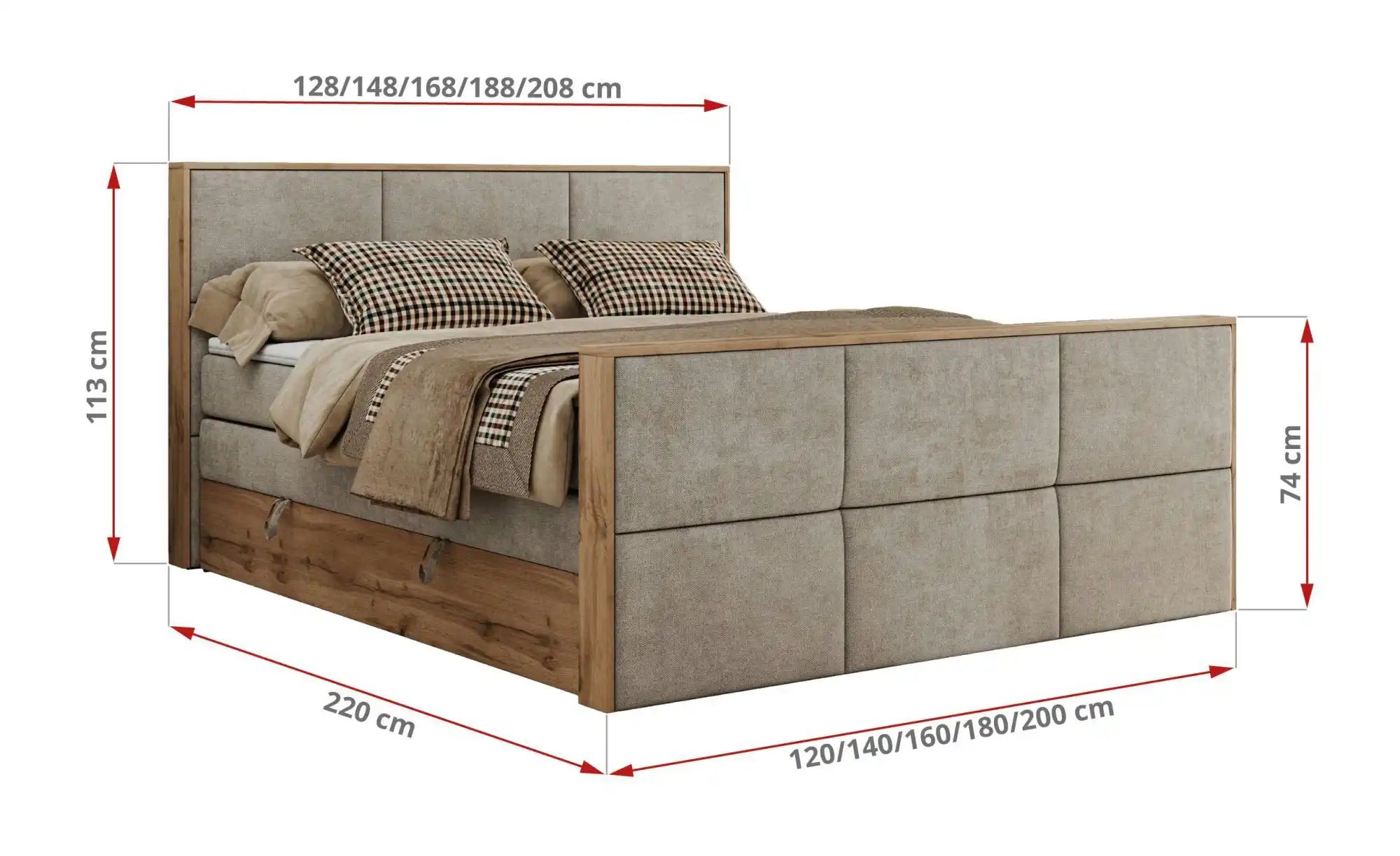 Boxspringbett mit Bettkasten Albero 2 King Duo ¦ beige ¦ Maße (cm): B: 168 günstig online kaufen