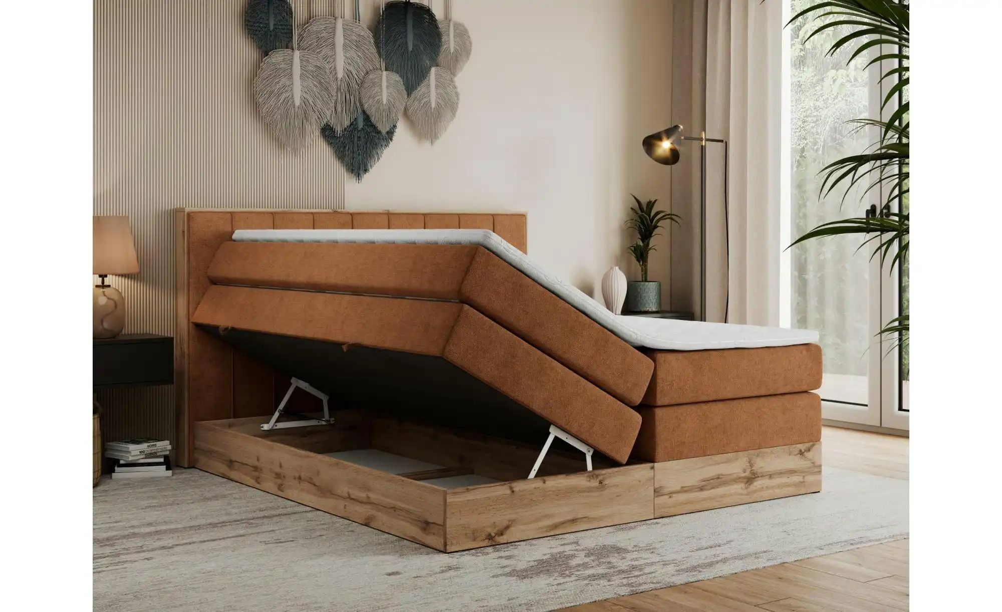 Boxspringbett mit Bettkasten Bellissimo King ¦ orange ¦ Maße (cm): B: 188 H günstig online kaufen