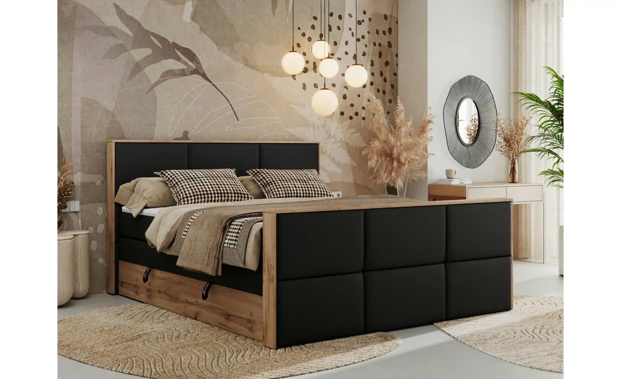Boxspringbett mit Bettkasten Albero 2 King ¦ schwarz ¦ Maße (cm): B: 208 H: günstig online kaufen