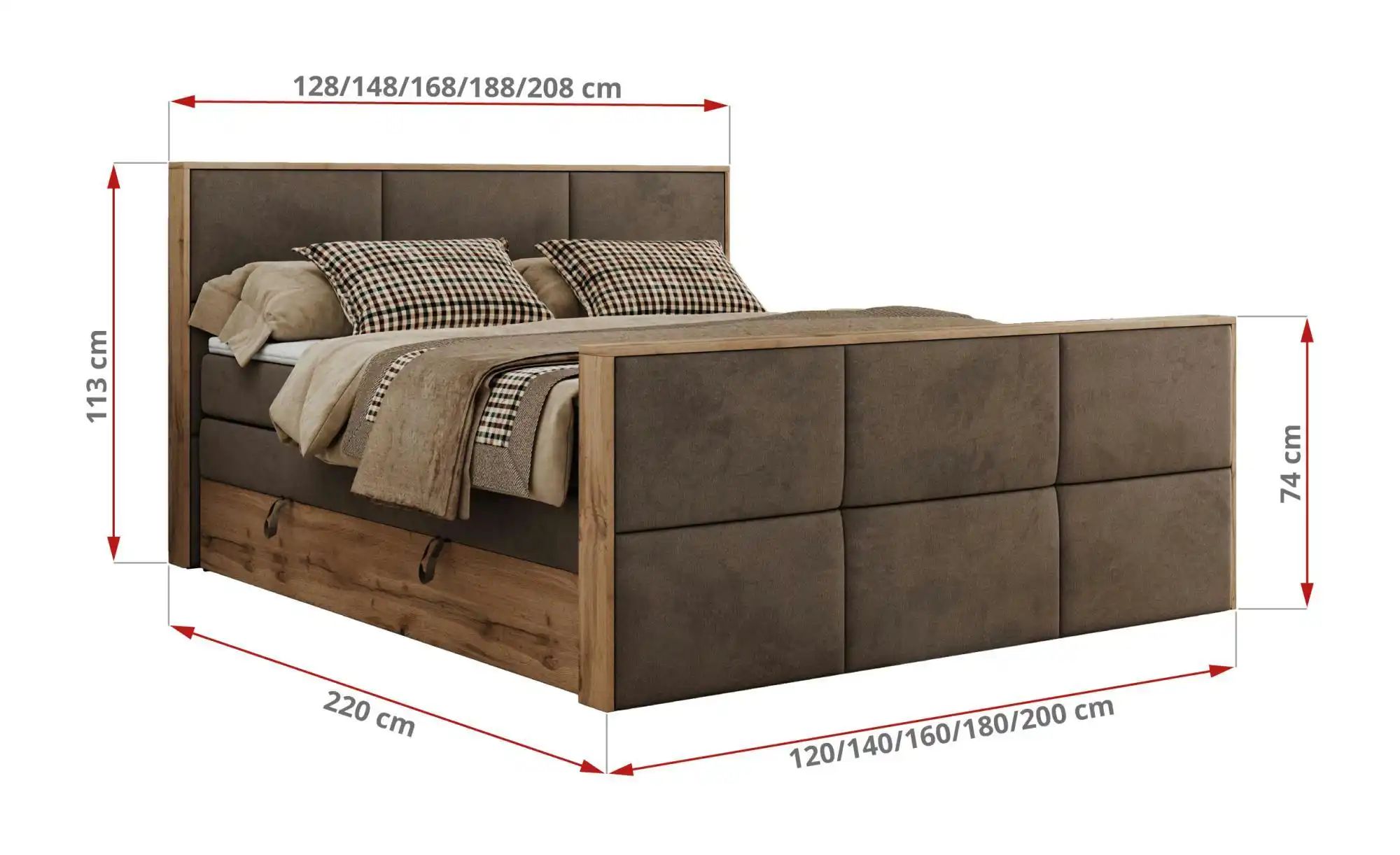 Boxspringbett mit Bettkasten Albero 2 King Duo ¦ braun ¦ Maße (cm): B: 188 günstig online kaufen