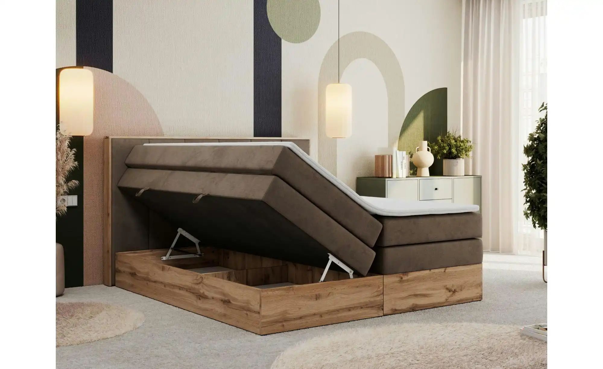 Thumbnail - Boxspringbett mit Bettkasten Albero 1 King ¦ braun ¦ Maße (cm): B: 208 H: 113 Betten > Boxspringbetten - Höffner