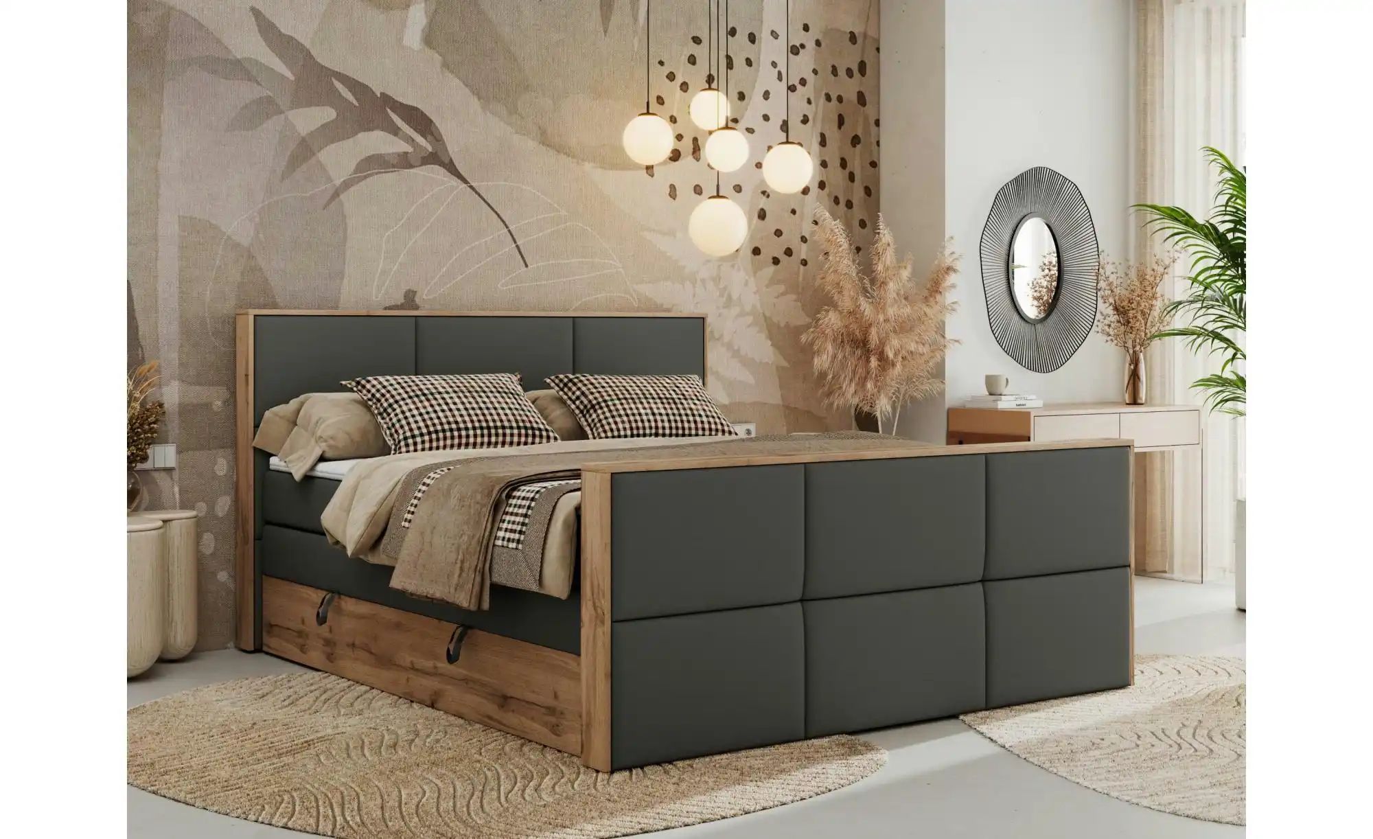 Boxspringbett mit Bettkasten Albero 2 King ¦ grau ¦ Maße (cm): B: 148 H: 11 günstig online kaufen