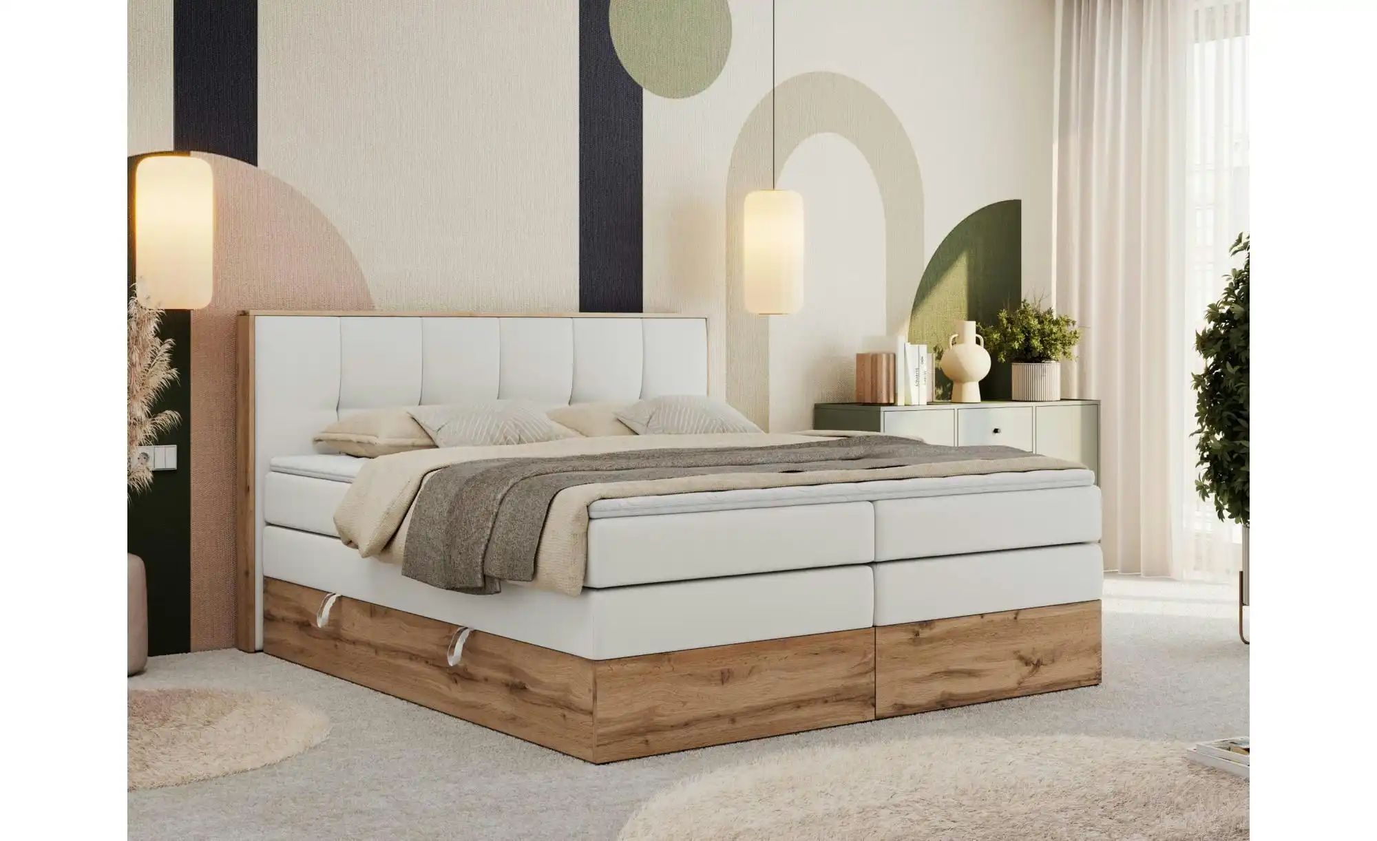 Boxspringbett mit Bettkasten Albero 1 King ¦ weiß ¦ Maße (cm): B: 148 H: 11 günstig online kaufen
