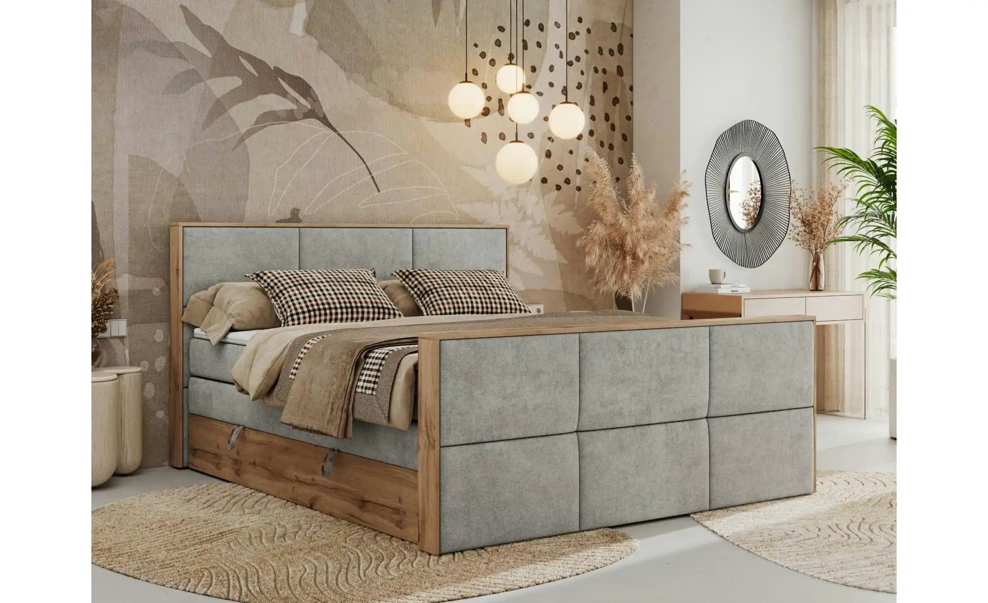 Thumbnail - Boxspringbett mit Bettkasten Albero 2 King Duo ¦ grau ¦ Maße (cm): B: 208 H: 113 Betten > Boxspringbetten - Höffner