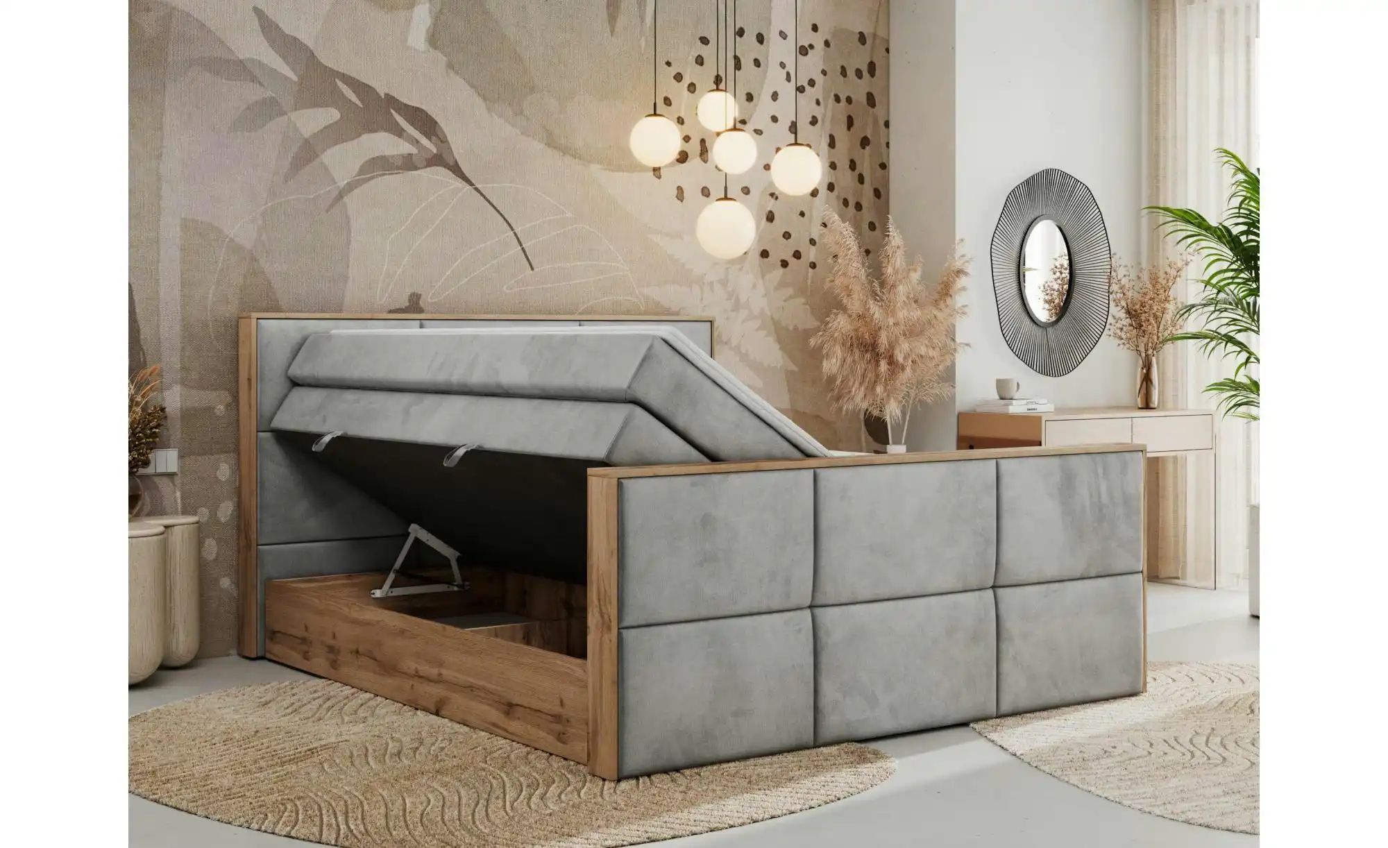 Boxspringbett mit Bettkasten Albero 2 King ¦ grau ¦ Maße (cm): B: 168 H: 11 günstig online kaufen