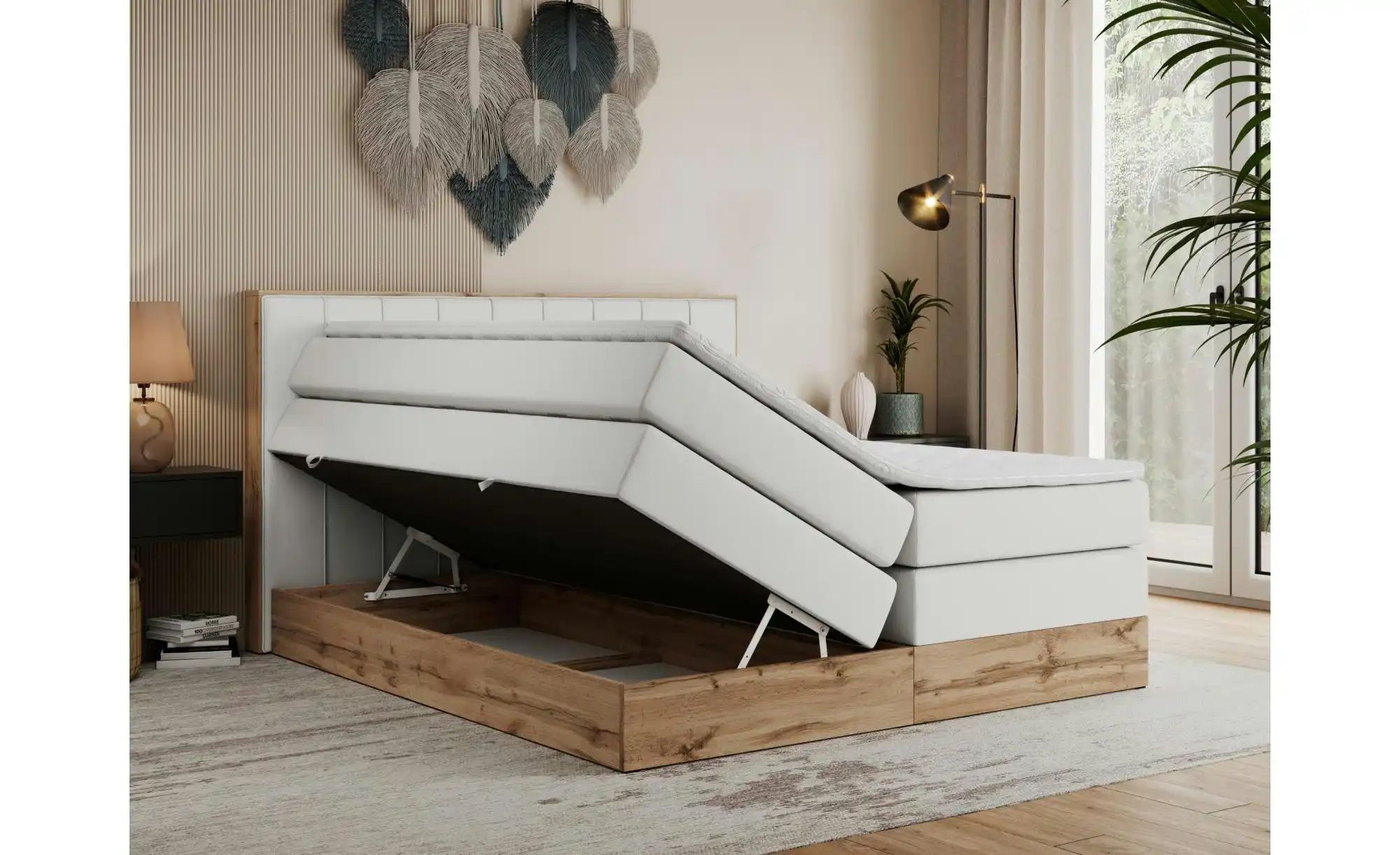 Boxspringbett mit Bettkasten Bellissimo King ¦ weiß ¦ Maße (cm): B: 208 H: günstig online kaufen