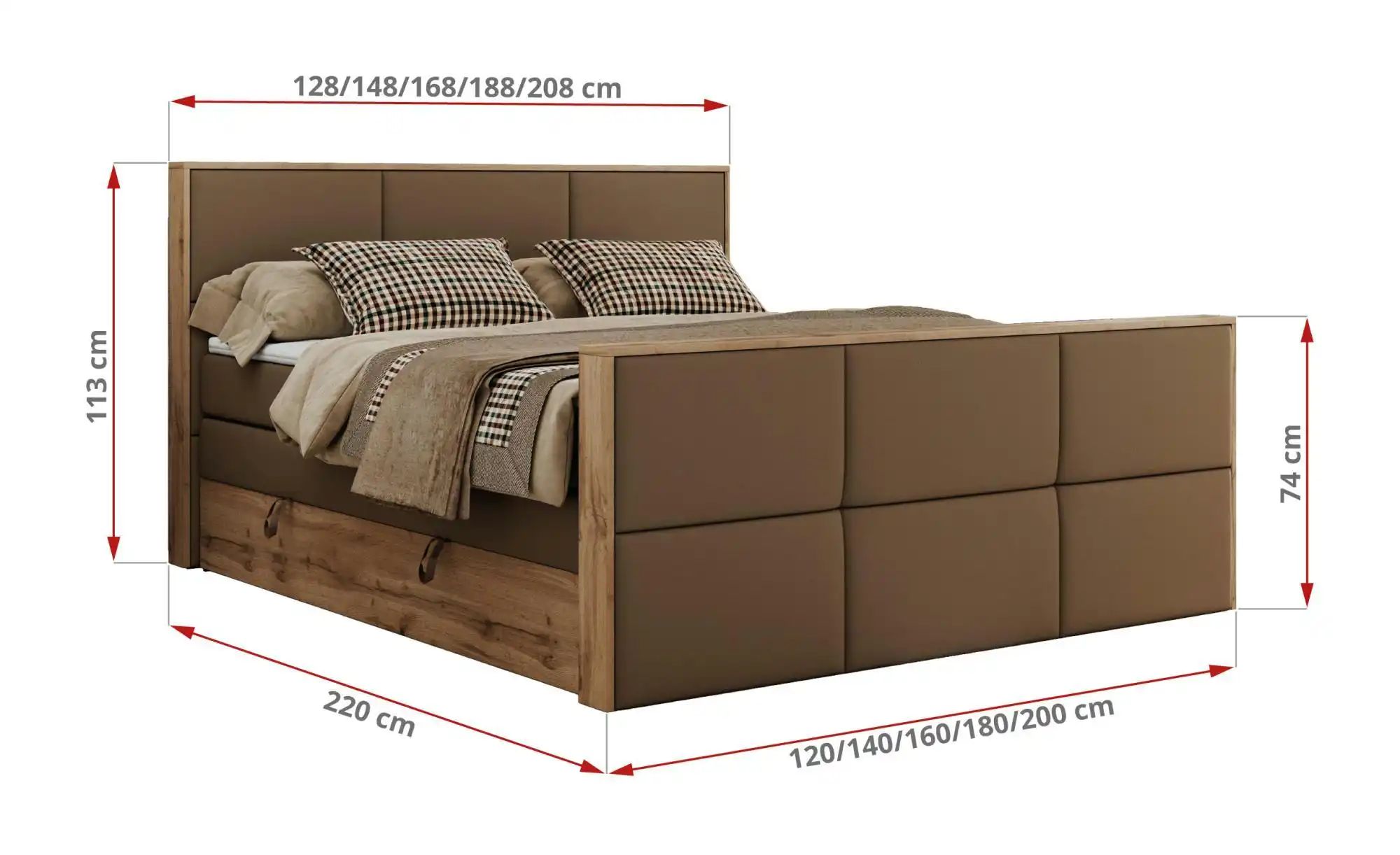 Boxspringbett mit Bettkasten Albero 2 King Duo ¦ braun ¦ Maße (cm): B: 208 günstig online kaufen