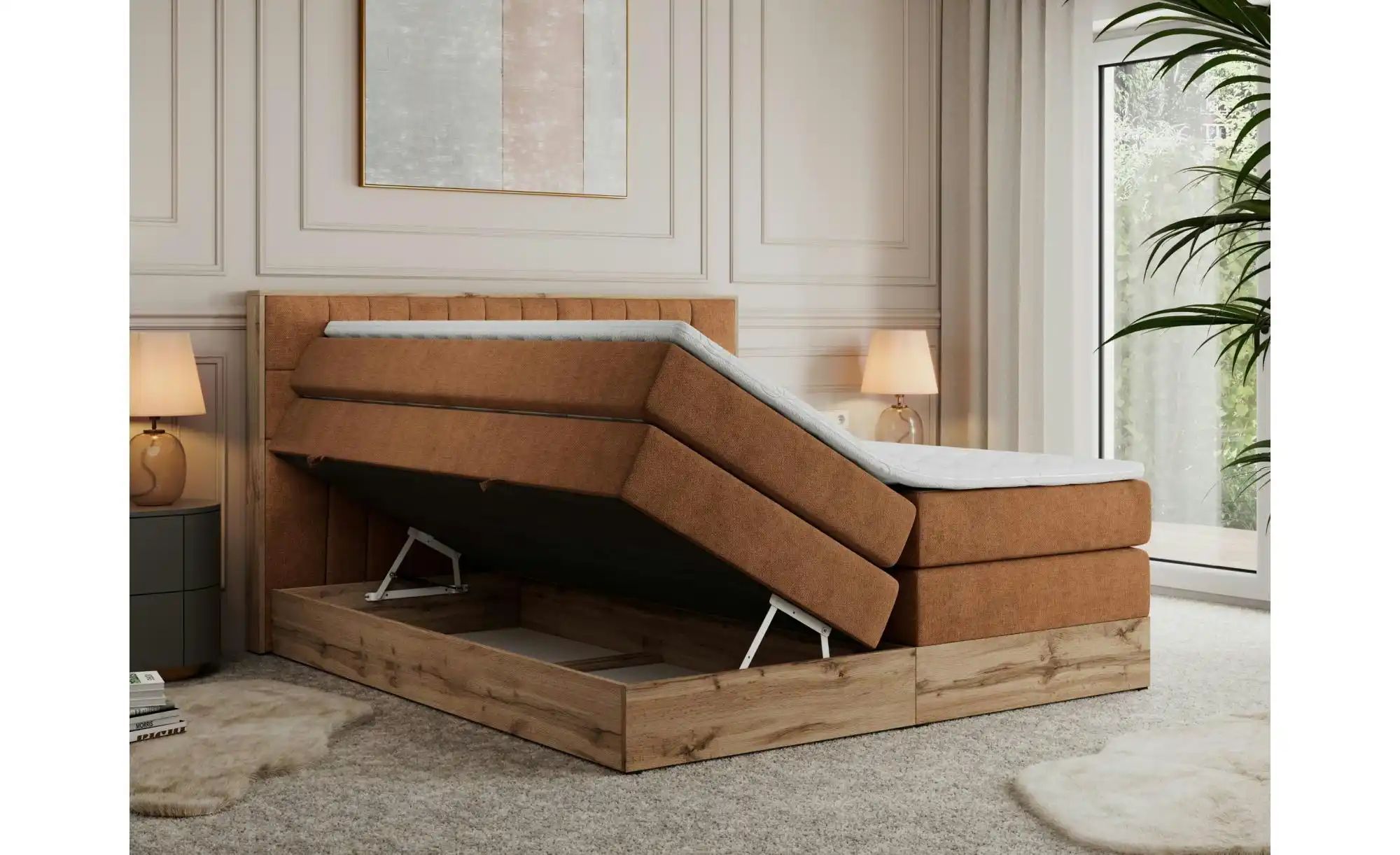 Boxspringbett mit Bettkasten Amore King ¦ orange ¦ Maße (cm): B: 168 H: 115 günstig online kaufen