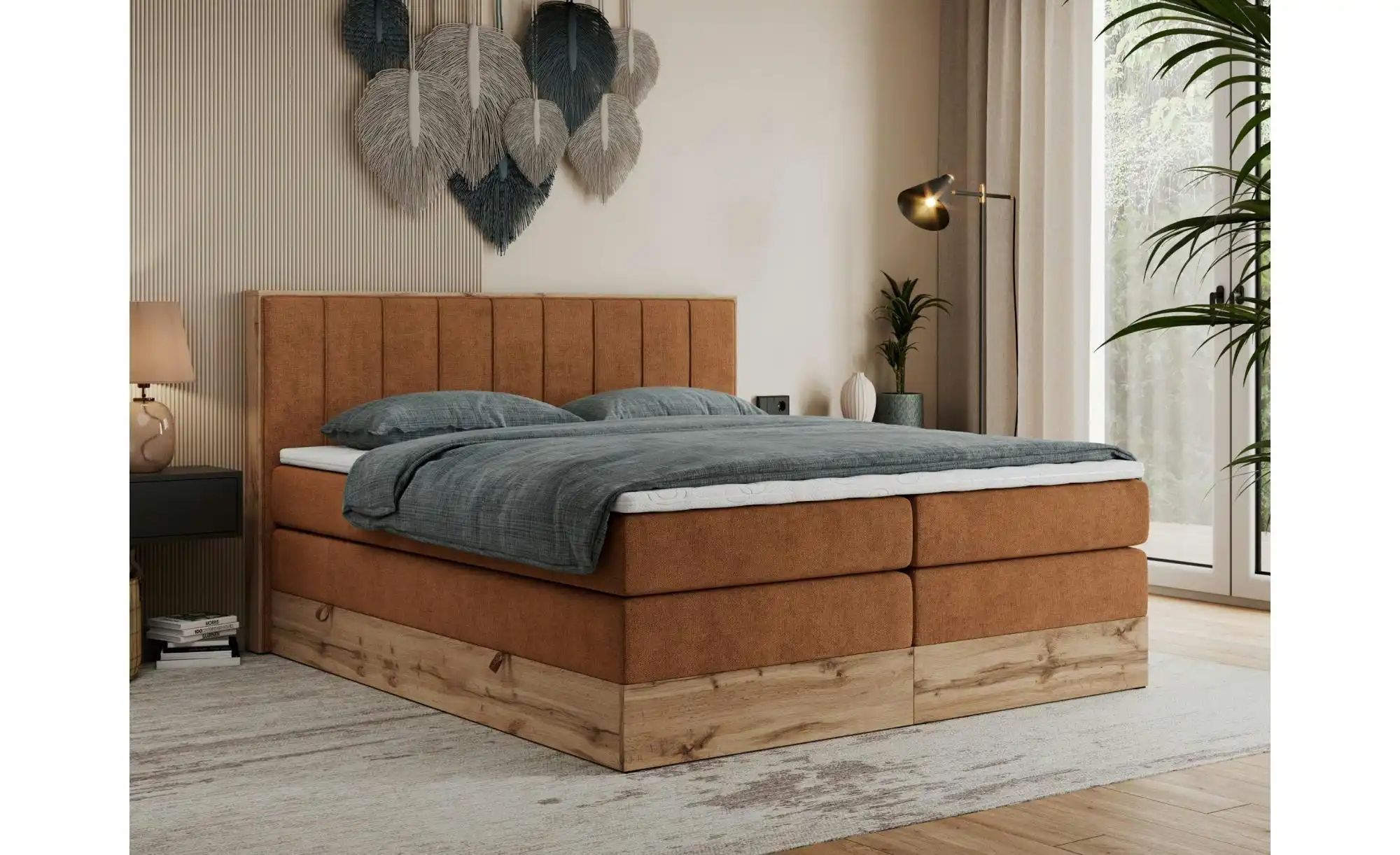 Boxspringbett mit Bettkasten Bellissimo King ¦ orange ¦ Maße (cm): B: 148 H günstig online kaufen
