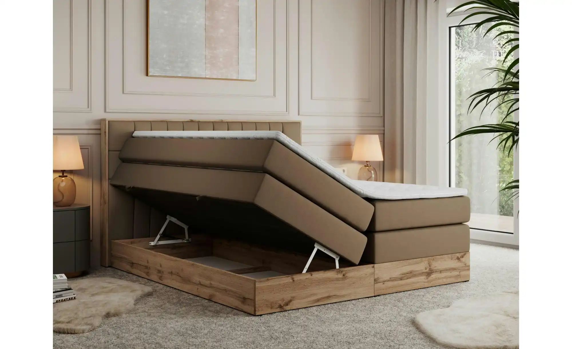 Boxspringbett mit Bettkasten Amore King ¦ braun ¦ Maße (cm): B: 208 H: 115 günstig online kaufen