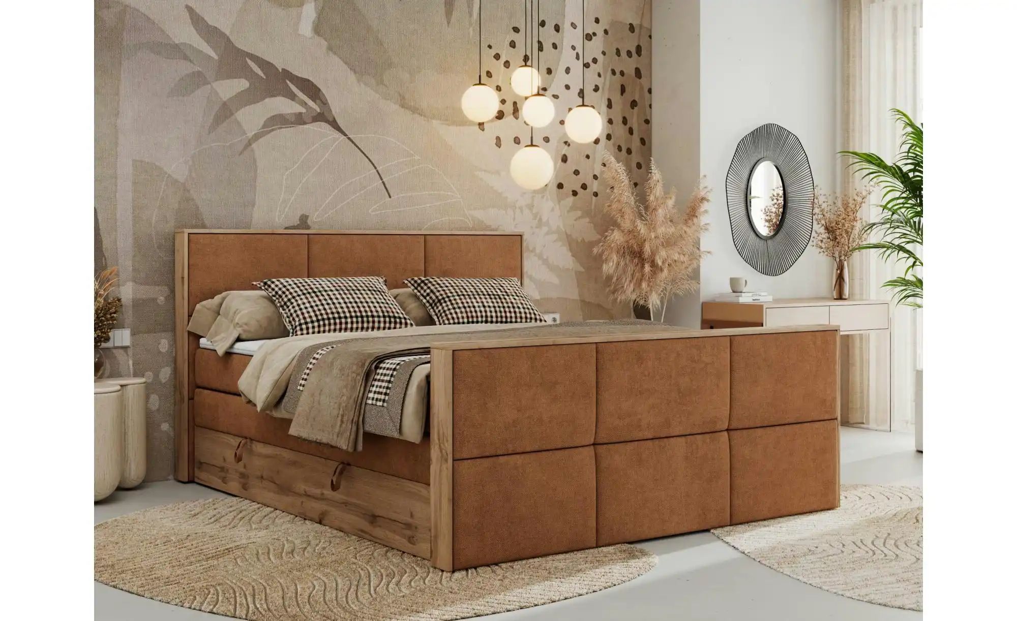 Boxspringbett mit Bettkasten Albero 2 King ¦ orange ¦ Maße (cm): B: 208 H: günstig online kaufen