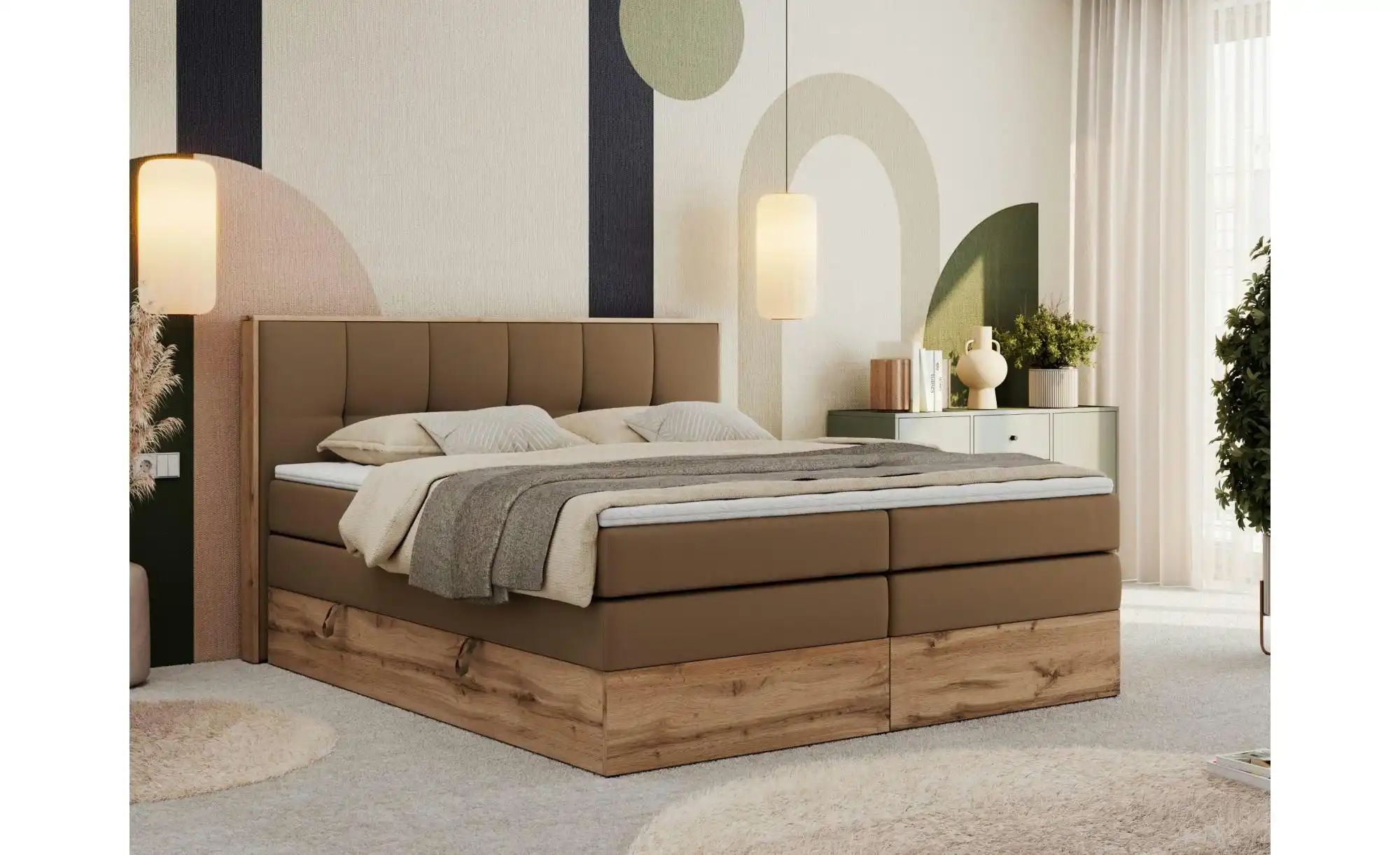 Thumbnail - Boxspringbett mit Bettkasten Albero 1 King ¦ braun ¦ Maße (cm): B: 148 H: 113 Betten > Boxspringbetten - Höffner