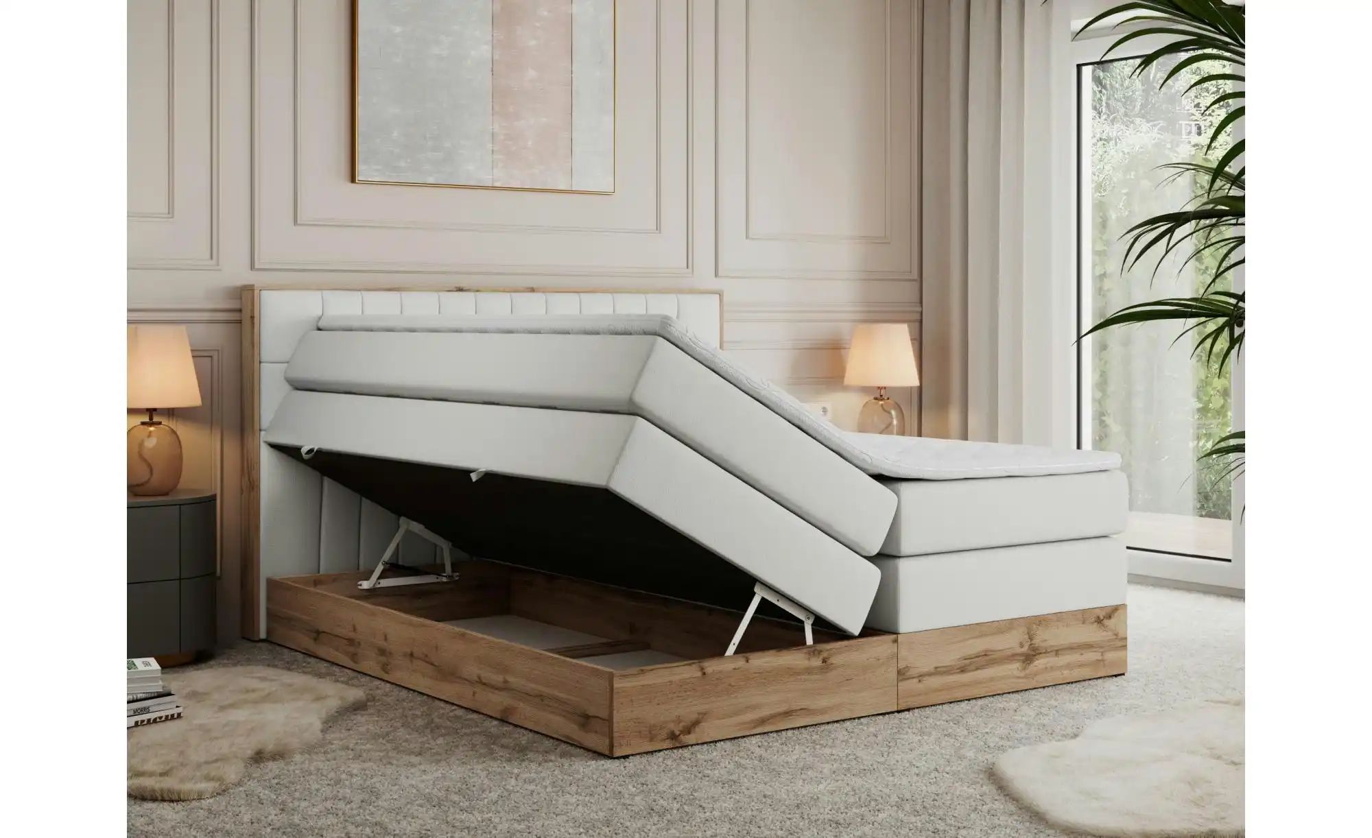 Boxspringbett mit Bettkasten Amore King ¦ weiß ¦ Maße (cm): B: 168 H: 115 B günstig online kaufen