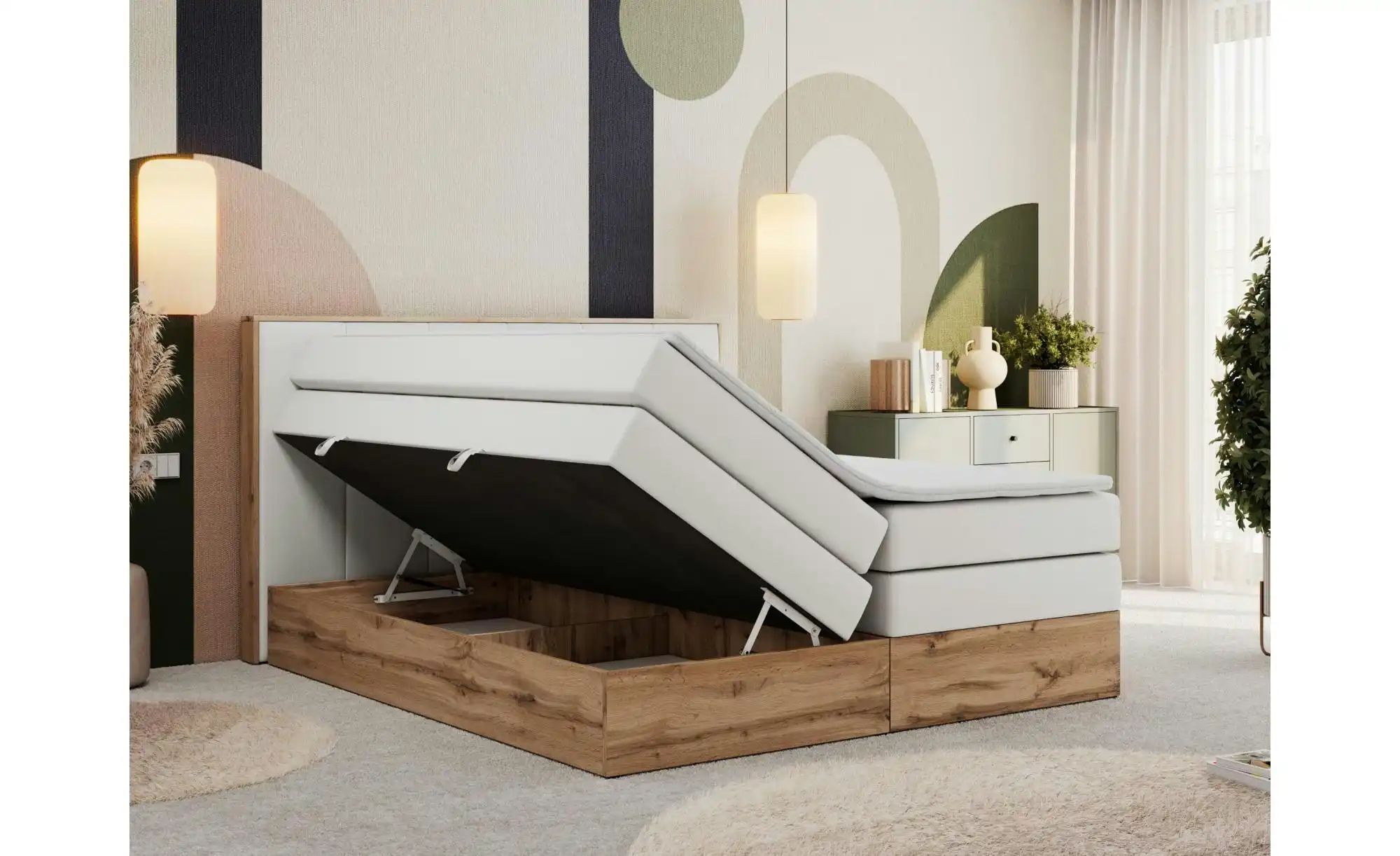 Boxspringbett mit Bettkasten Albero 1 King ¦ weiß ¦ Maße (cm): B: 208 H: 11 günstig online kaufen