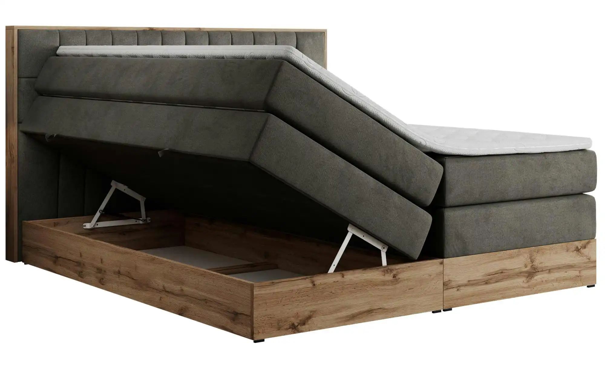 Boxspringbett mit Bettkasten Amore King ¦ grau ¦ Maße (cm): B: 188 H: 115 B günstig online kaufen