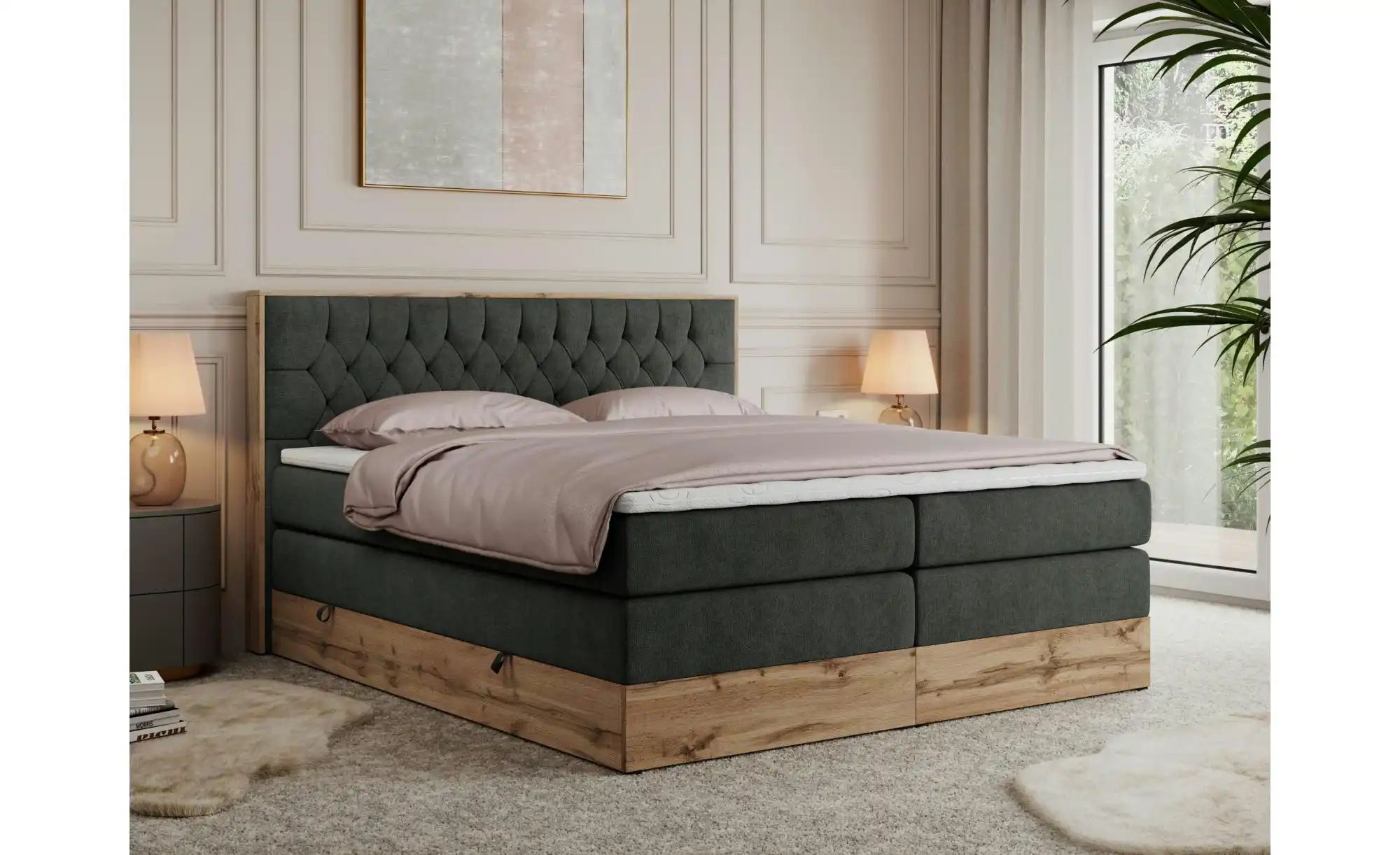 Boxspringbett mit Bettkasten Amore King ¦ grau ¦ Maße (cm): H: 115 Betten > günstig online kaufen