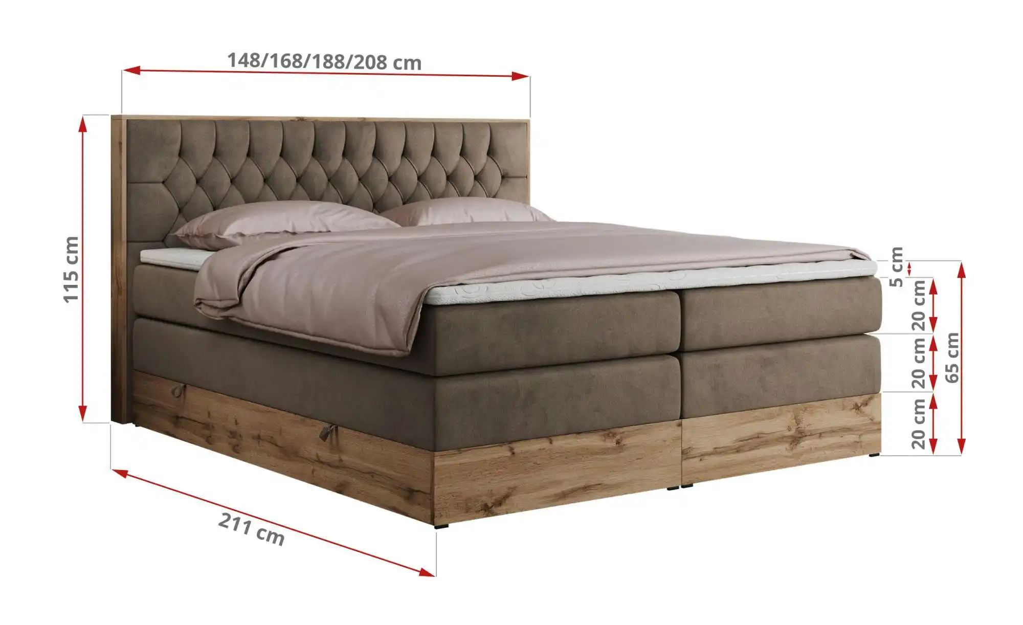Boxspringbett mit Bettkasten Amore King ¦ braun ¦ Maße (cm): H: 115 Betten günstig online kaufen
