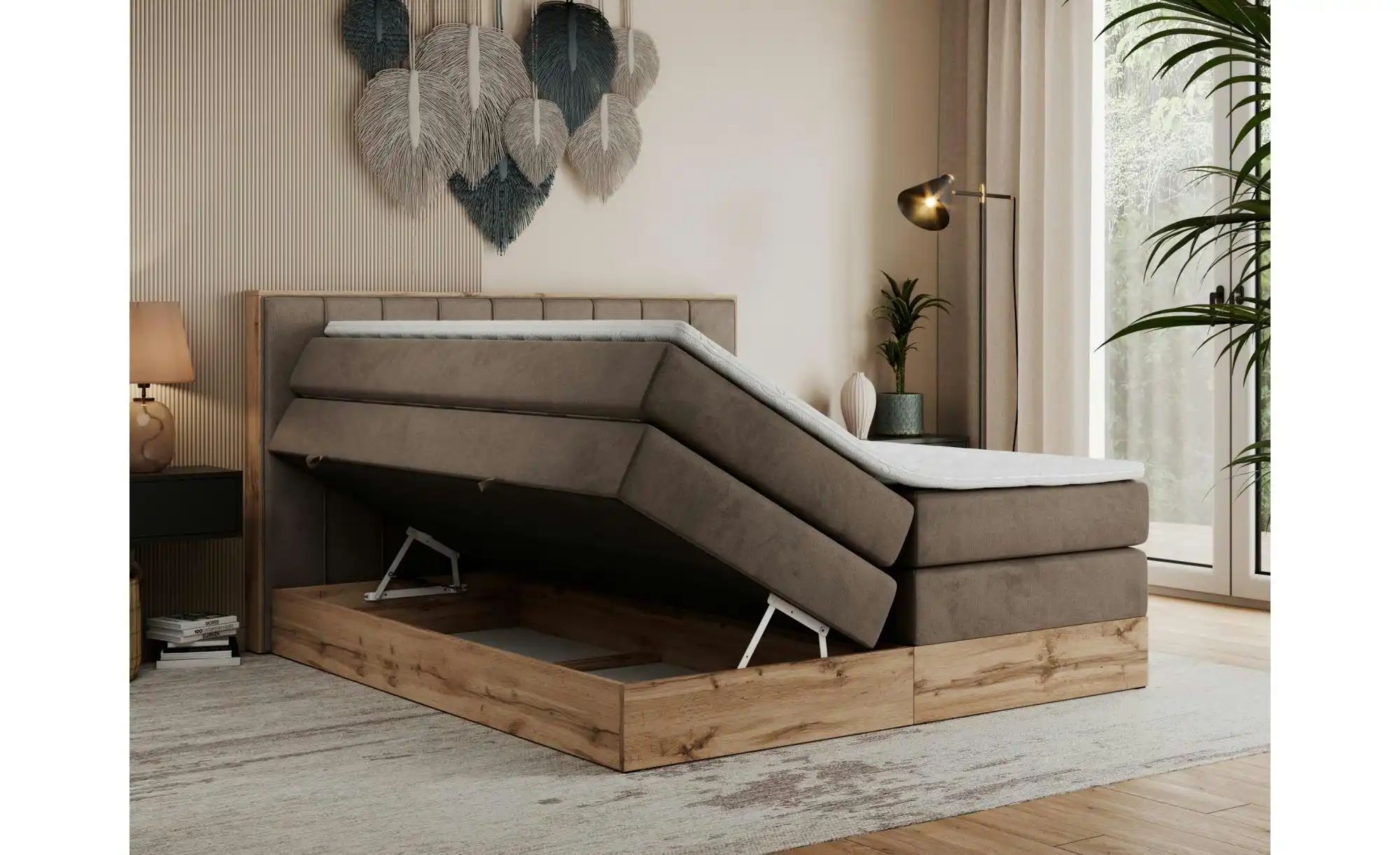 Boxspringbett mit Bettkasten Bellissimo King ¦ braun ¦ Maße (cm): H: 115 Be günstig online kaufen