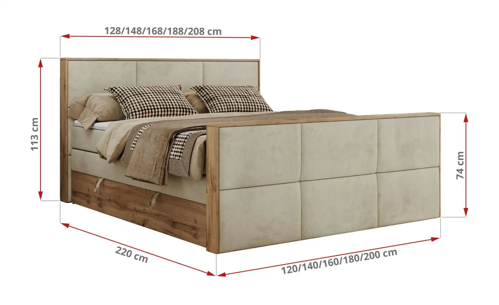 Boxspringbett mit Bettkasten Albero 2 King ¦ beige ¦ Maße (cm): H: 113 Bett günstig online kaufen