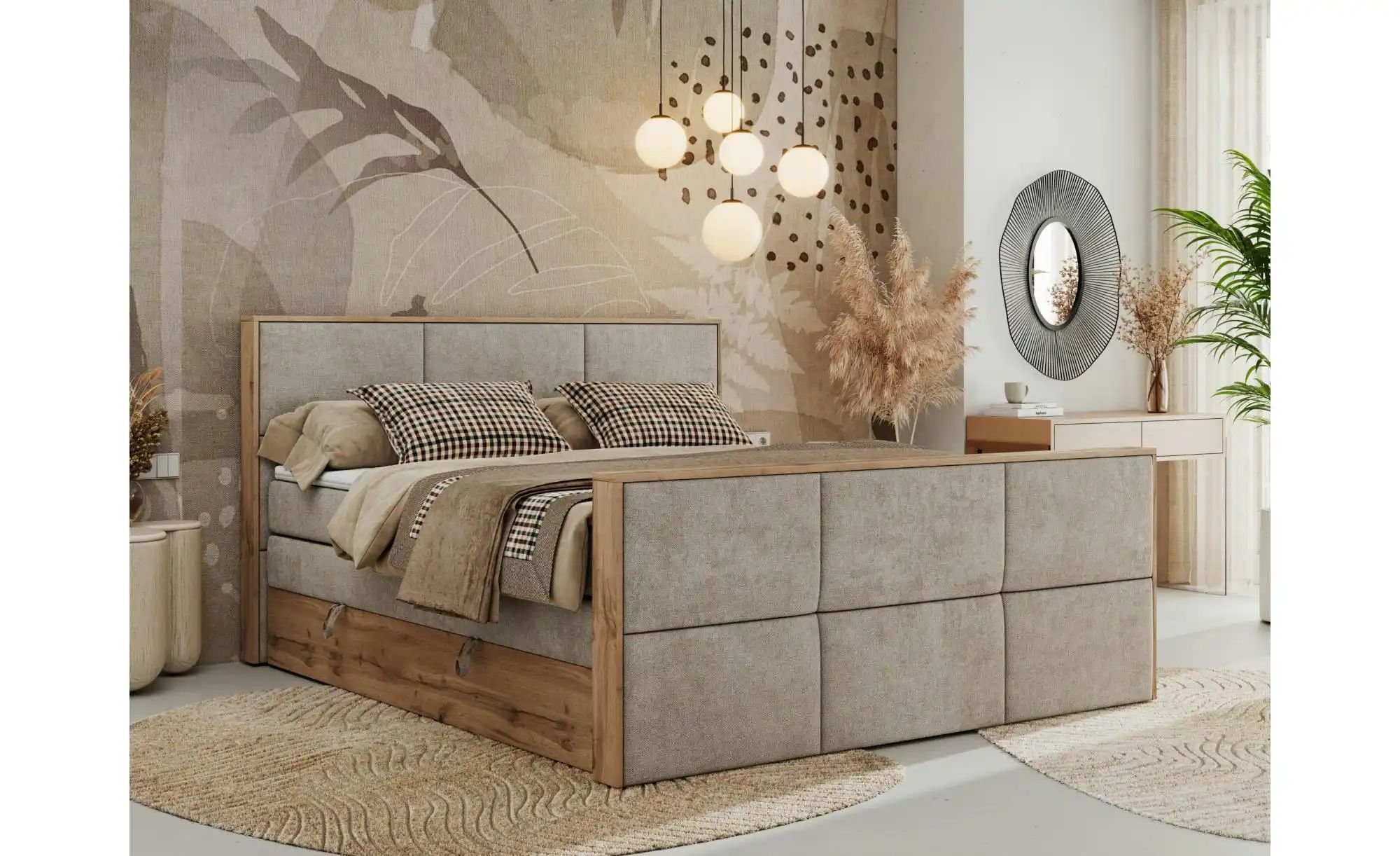 Boxspringbett mit Bettkasten Albero 2 King Duo ¦ beige ¦ Maße (cm): H: 113 günstig online kaufen
