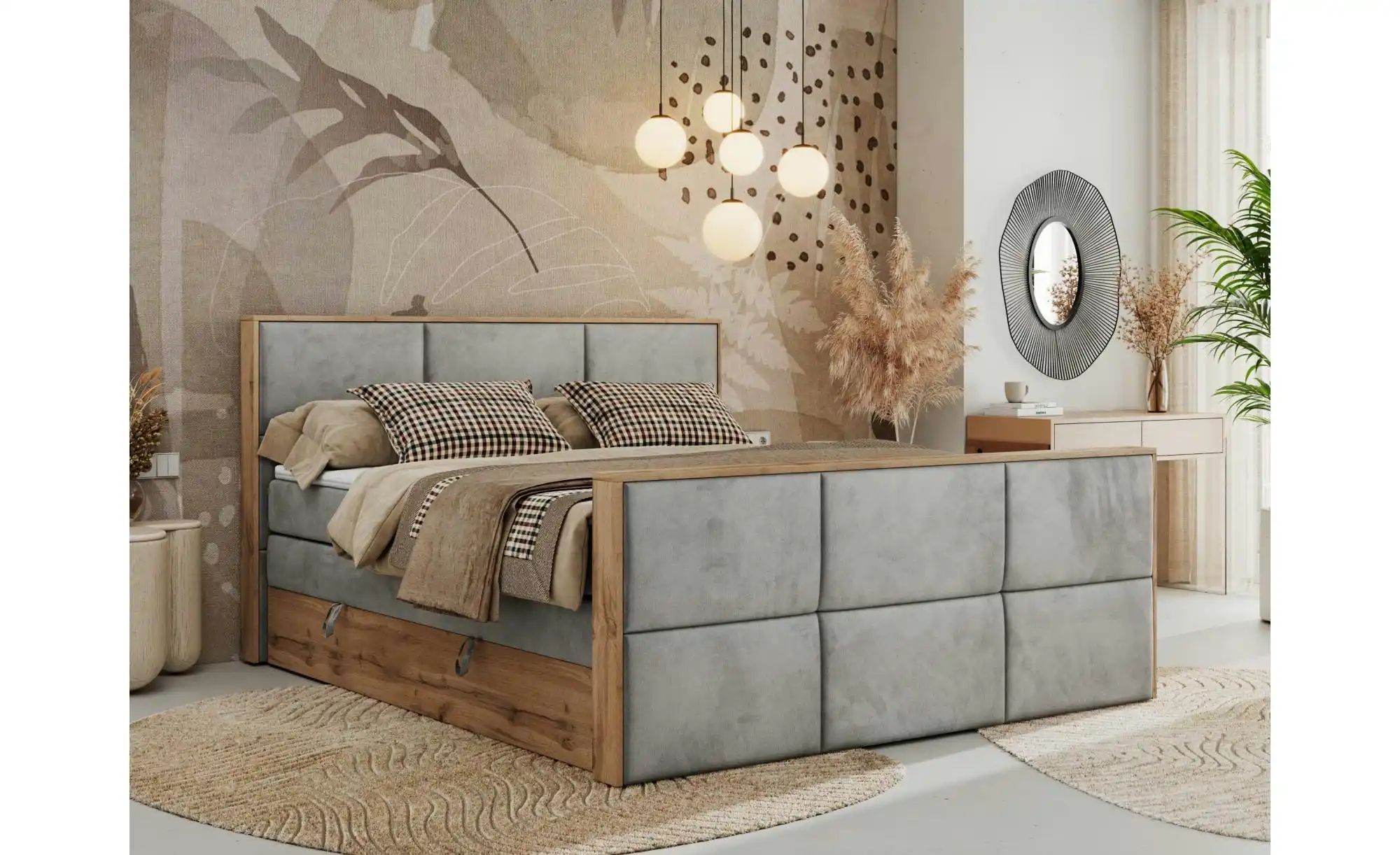 Boxspringbett mit Bettkasten Albero 2 King ¦ grau ¦ Maße (cm): H: 113 Bette günstig online kaufen