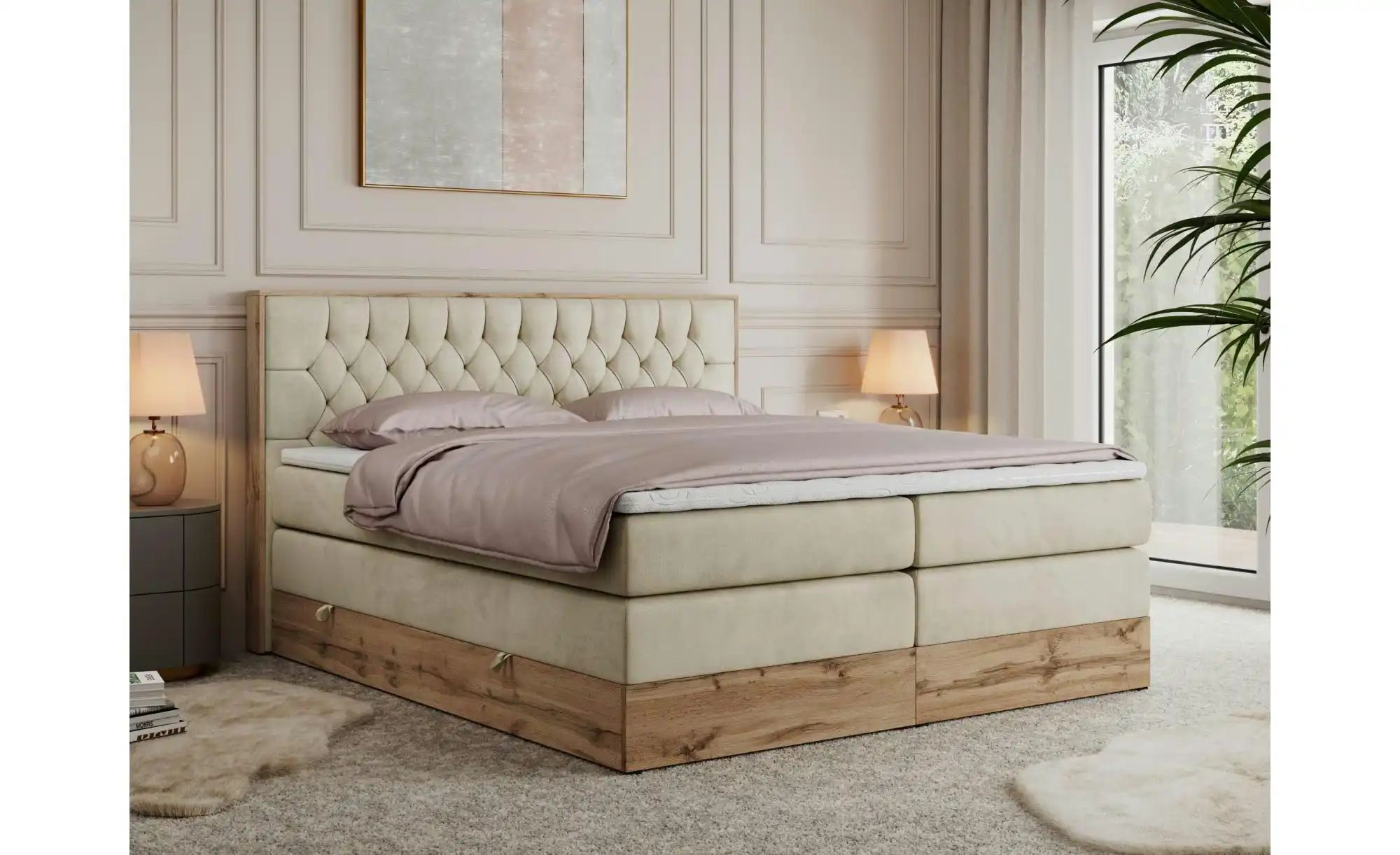 Boxspringbett mit Bettkasten Amore King ¦ beige ¦ Maße (cm): H: 115 Betten günstig online kaufen
