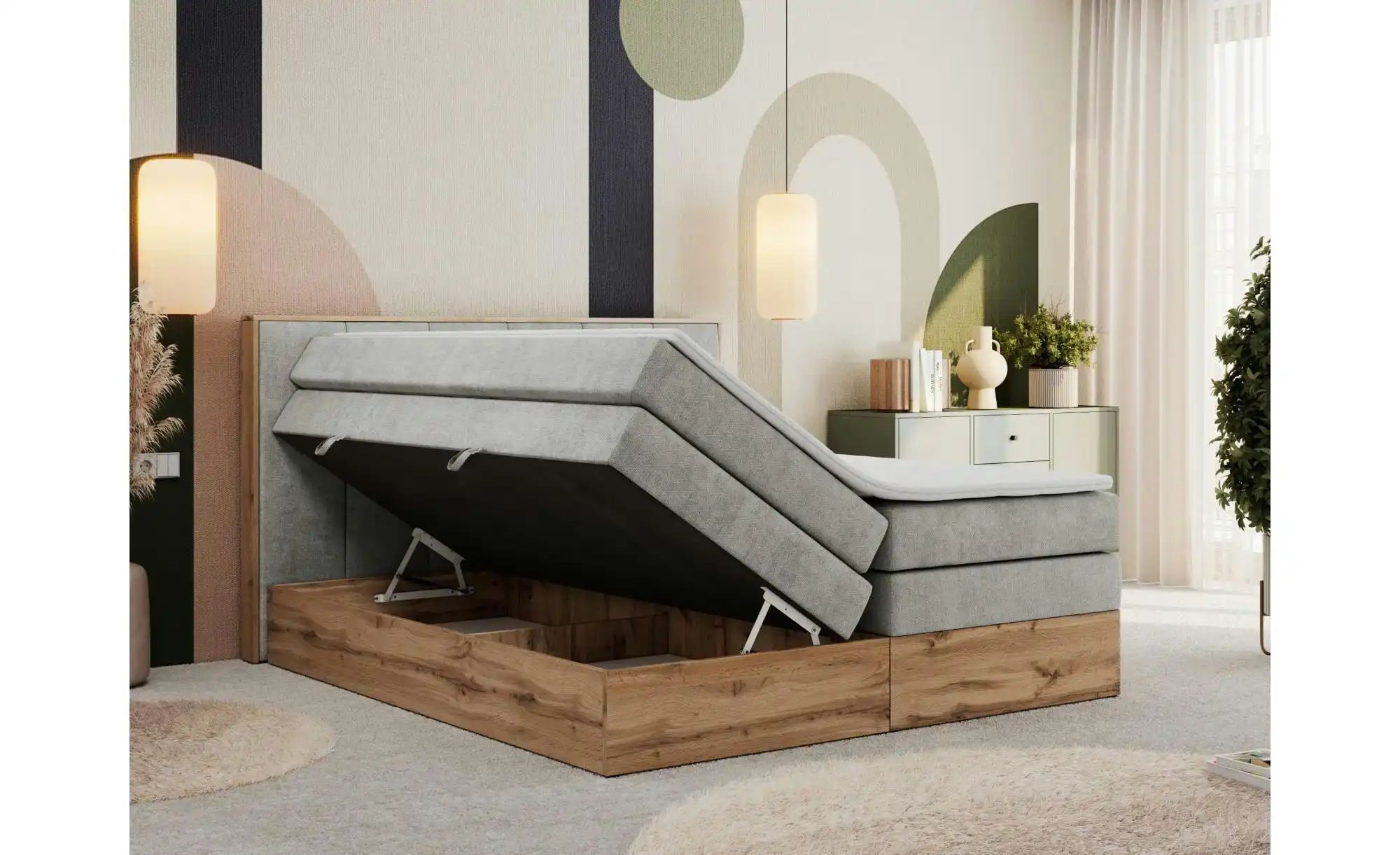 Boxspringbett mit Bettkasten Albero 1 King ¦ grau ¦ Maße (cm): H: 113 Bette günstig online kaufen