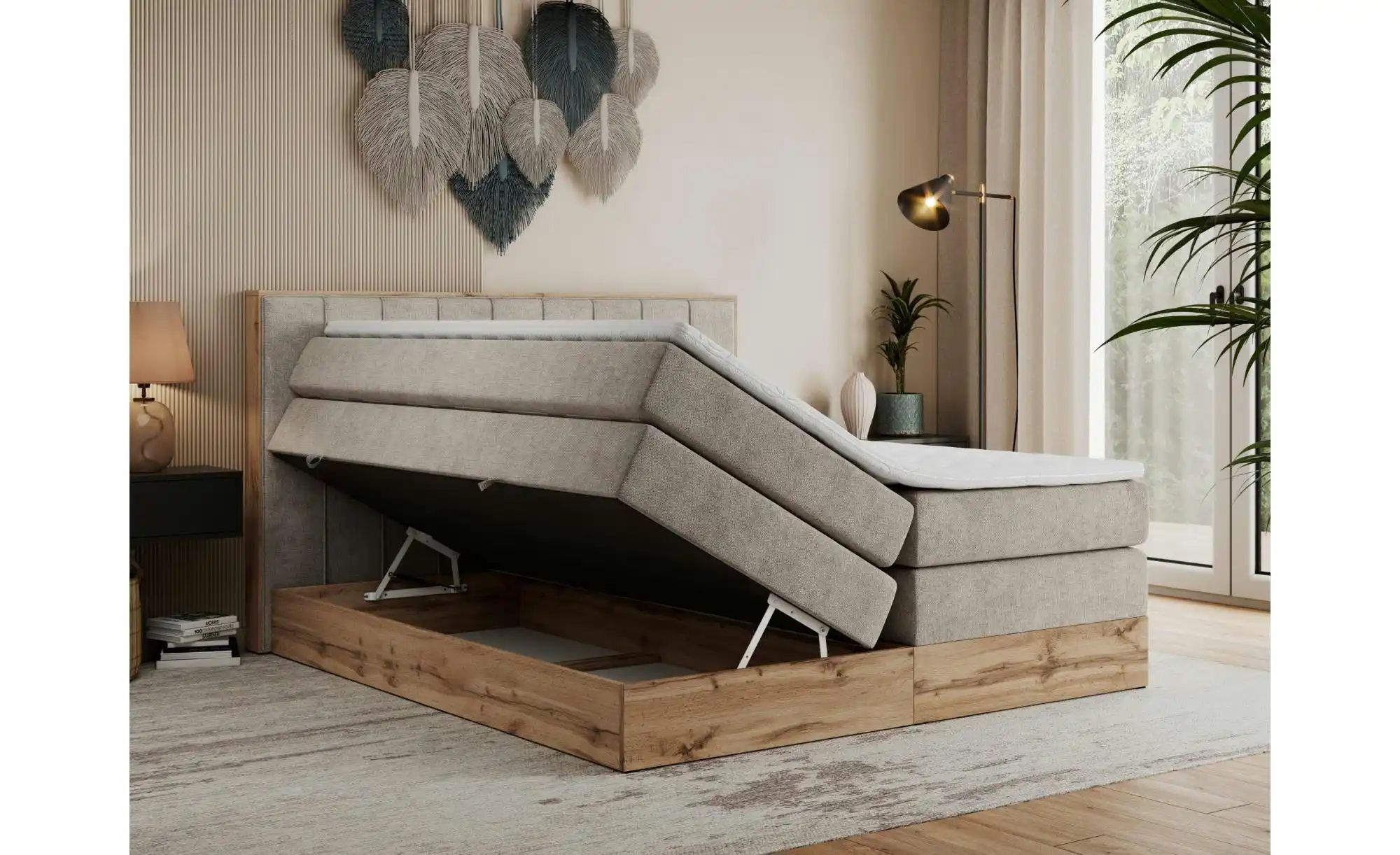 Boxspringbett mit Bettkasten Bellissimo King ¦ beige ¦ Maße (cm): H: 115 Be günstig online kaufen