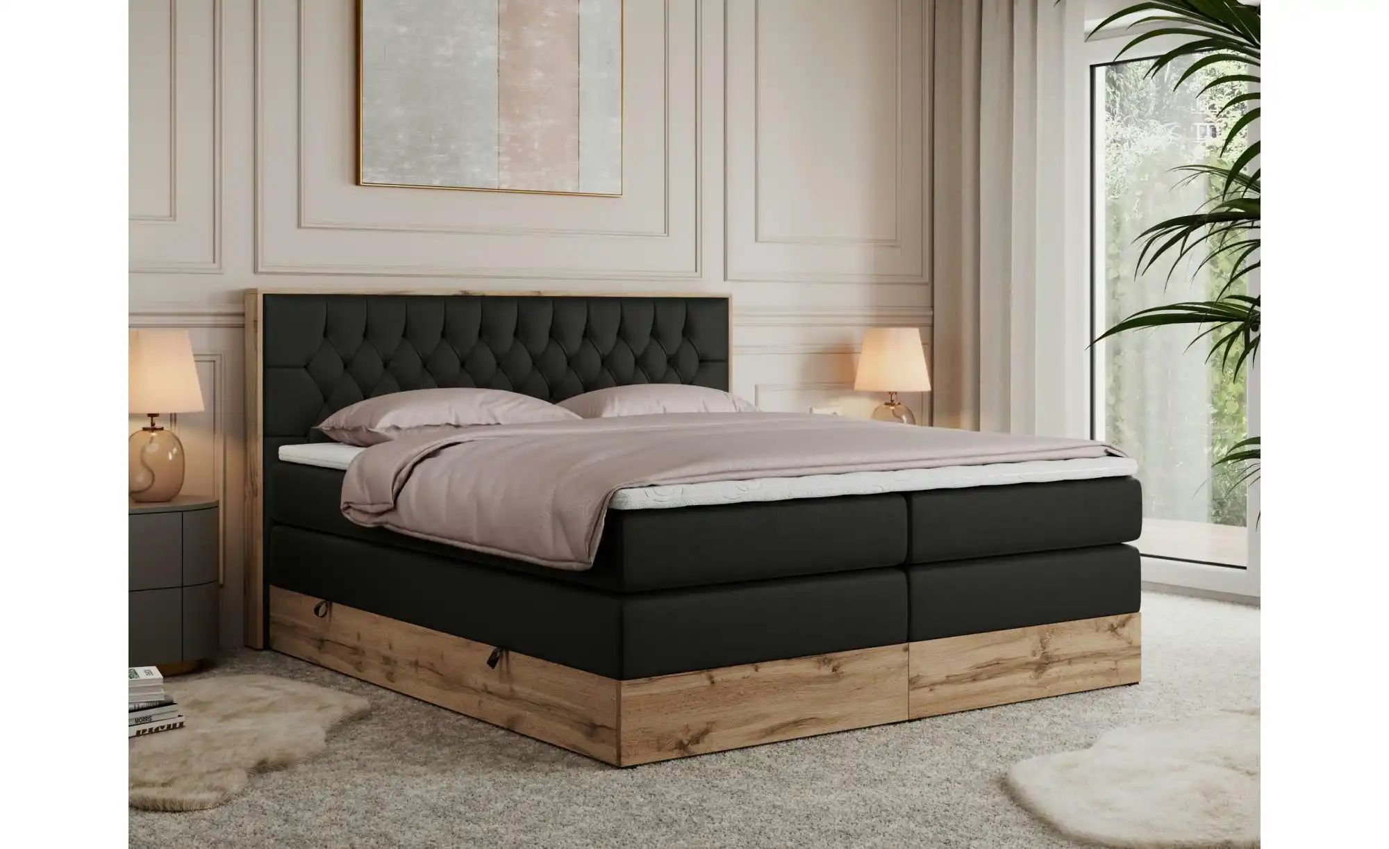 Boxspringbett mit Bettkasten Amore King ¦ schwarz ¦ Maße (cm): B: 208 H: 11 günstig online kaufen