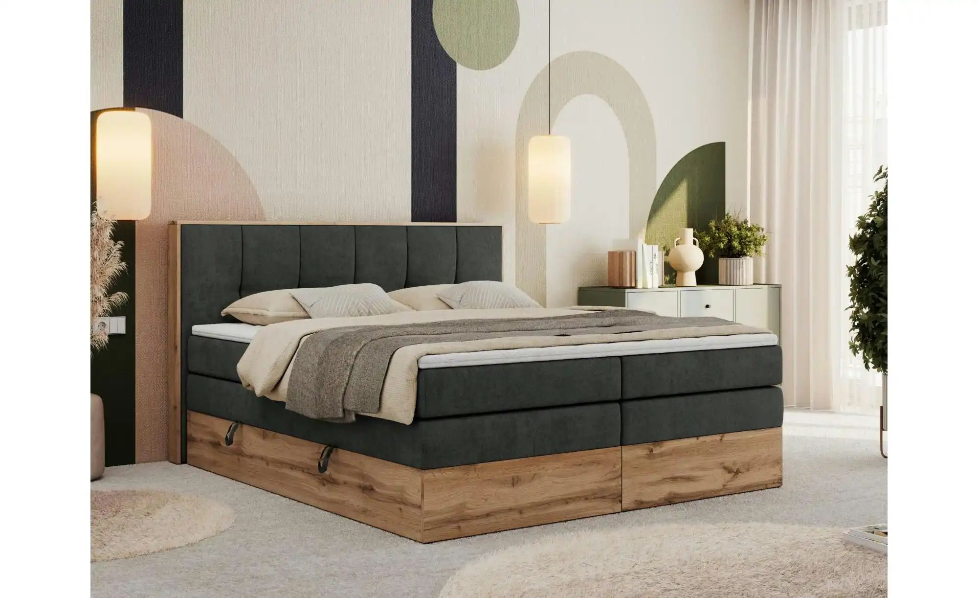 Boxspringbett mit Bettkasten Albero 1 King ¦ grau ¦ Maße (cm): H: 113 Bette günstig online kaufen