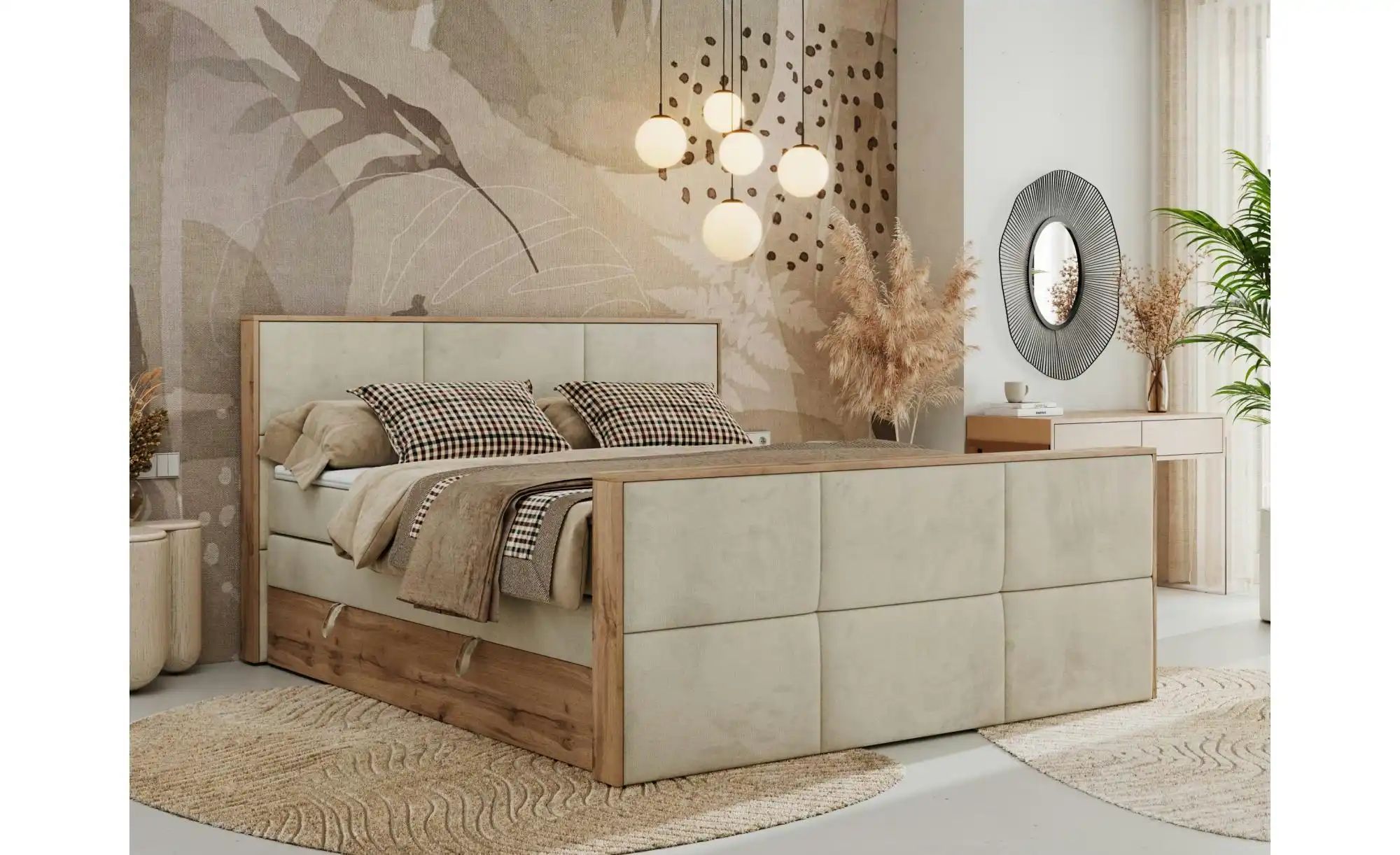 Thumbnail - Boxspringbett mit Bettkasten Albero 2 King Duo ¦ beige ¦ Maße (cm): B: 208 H: 113 Betten > Boxspringbetten - Höffner