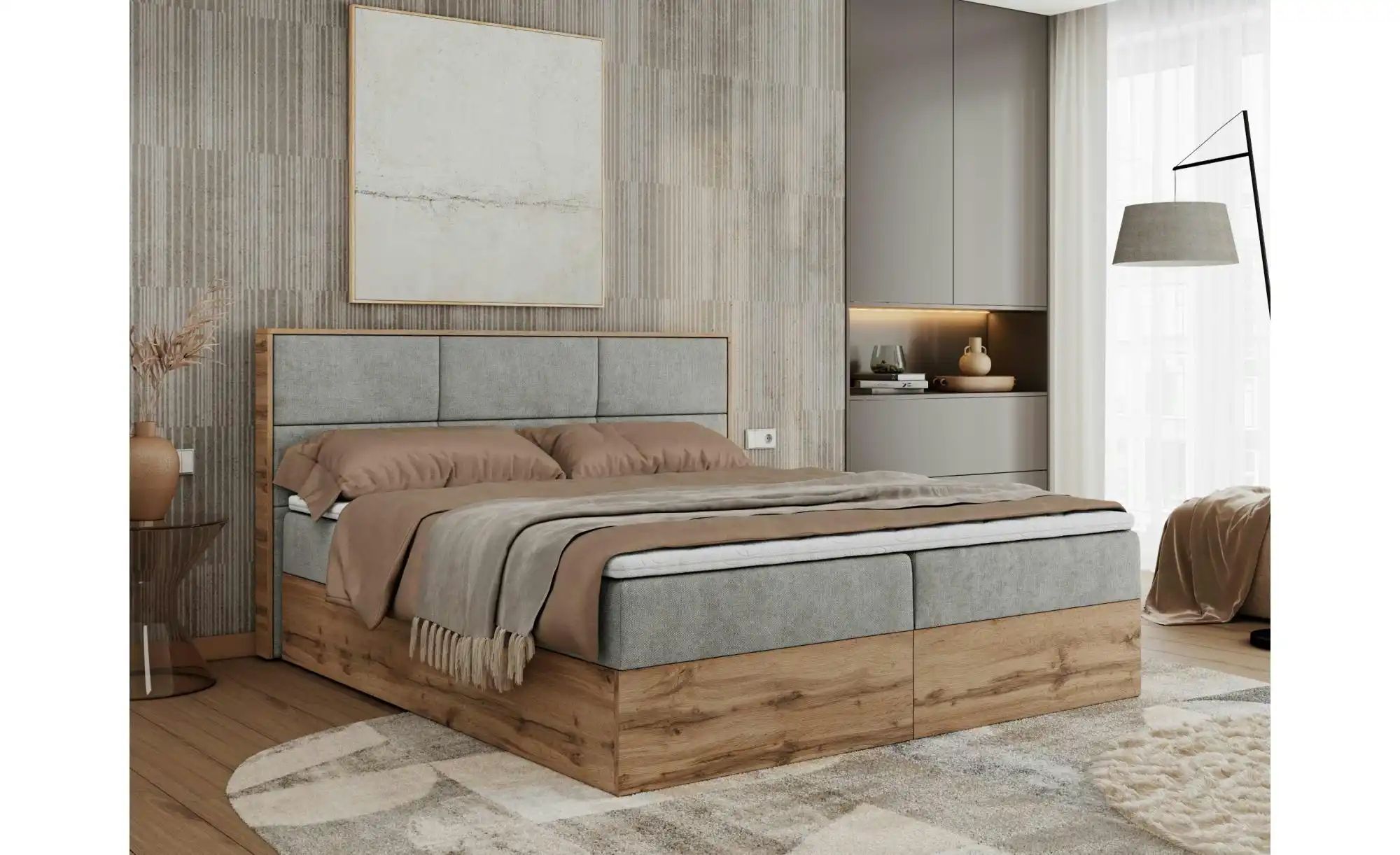 Boxbett mit Bettkasten Albero 2 ¦ grau ¦ Maße (cm): B: 128 H: 104 Betten > günstig online kaufen