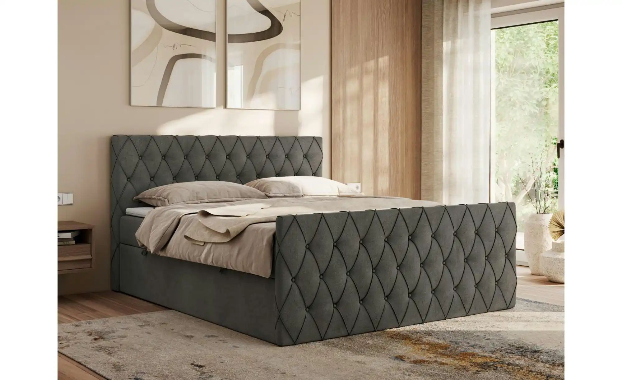 Thumbnail - Boxbett mit Bettkasten Miren Duo ¦ grau ¦ Maße (cm): B: 161 H: 110 Betten > Komfortbetten - Höffner