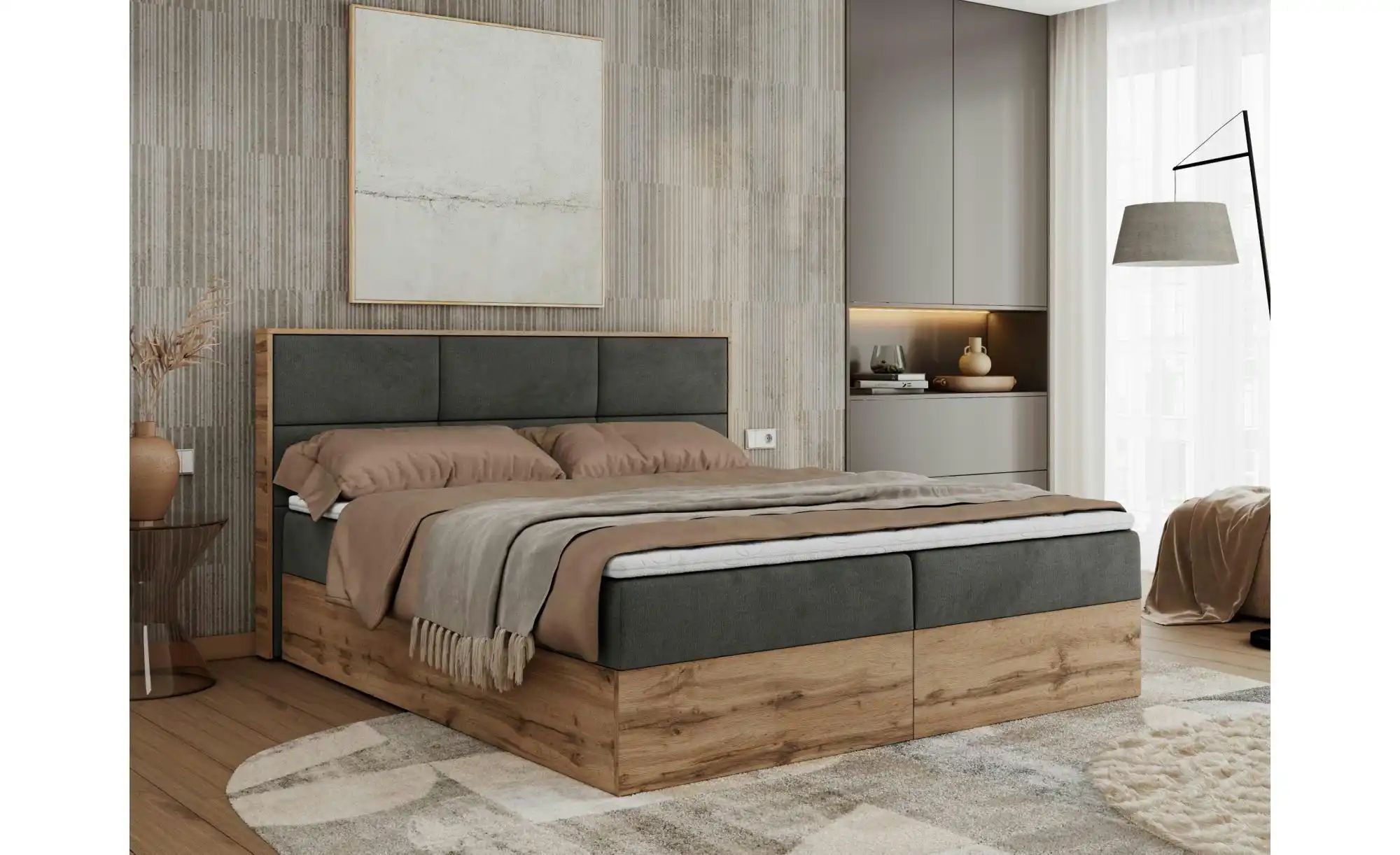 Boxbett mit Bettkasten Albero 2 ¦ grau ¦ Maße (cm): B: 148 H: 104 Betten > günstig online kaufen