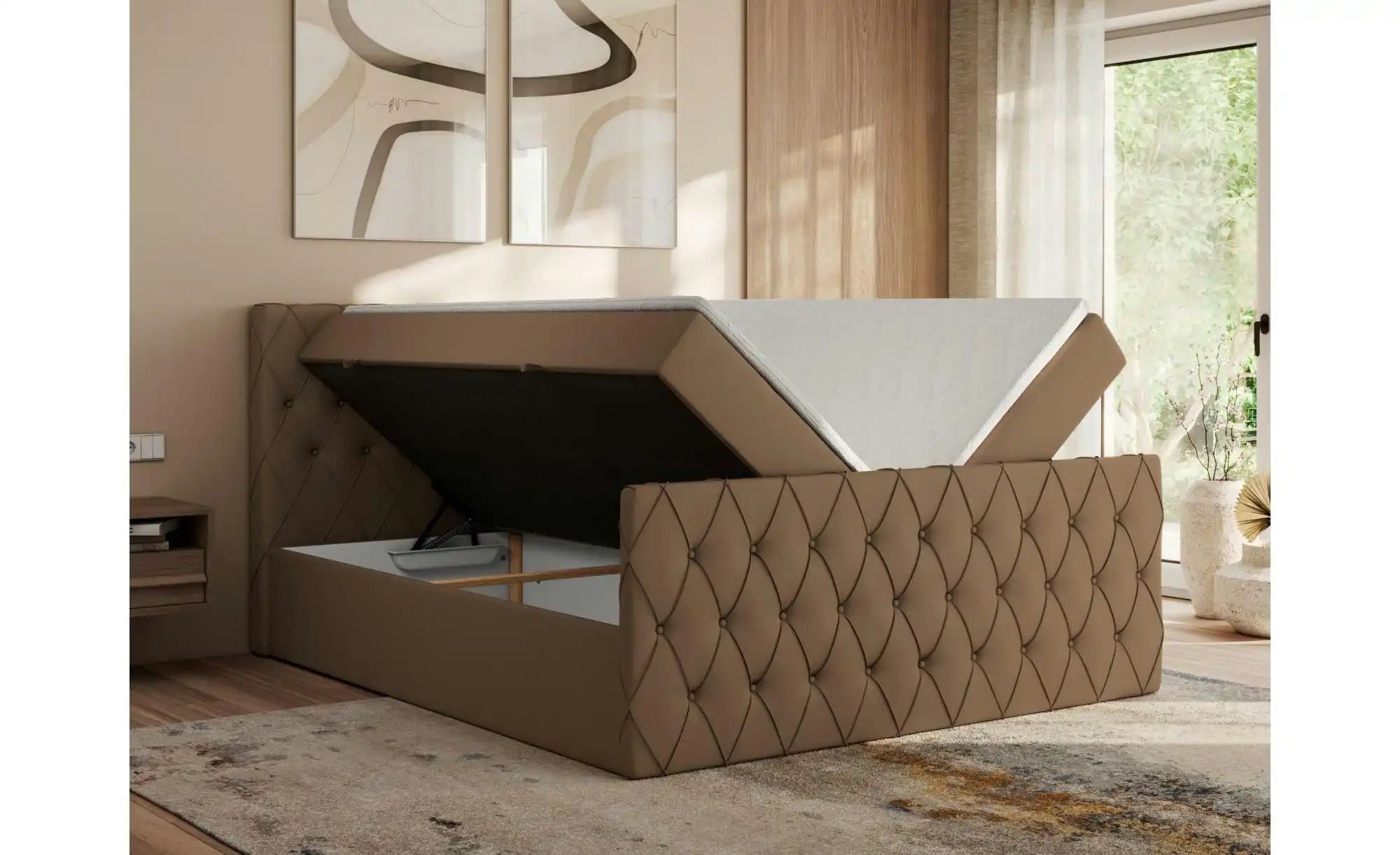 Boxspringbett mit Bettkasten Miren Duo ¦ braun ¦ Maße (cm): B: 141 H: 110 B günstig online kaufen