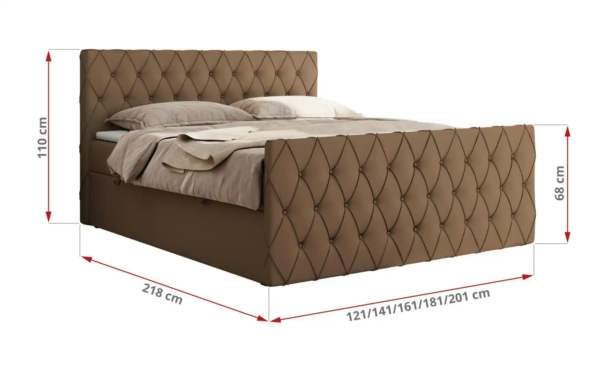 Thumbnail - Boxbett mit Bettkasten Miren Duo ¦ braun ¦ Maße (cm): B: 141 H: 110 Betten > Komfortbetten - Höffner