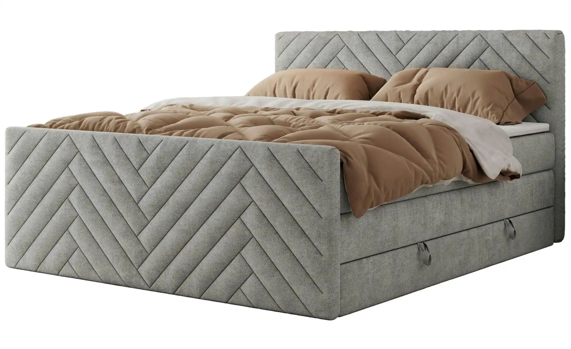 Boxspringbett mit Bettkasten Paris King Duo ¦ grau ¦ Maße (cm): B: 141 H: 1 günstig online kaufen