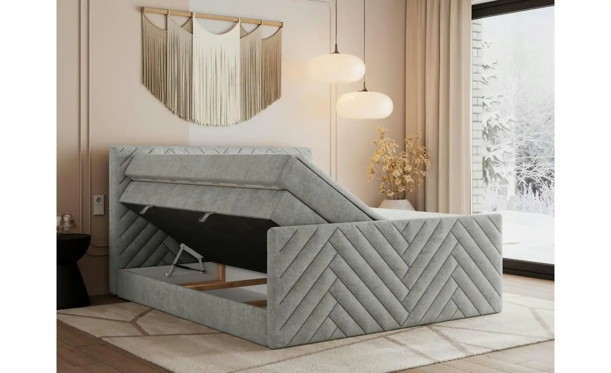 Thumbnail - Boxspringbett mit Bettkasten Paris King Duo ¦ grau ¦ Maße (cm): B: 141 H: 110 Betten > Boxspringbetten - Höffner