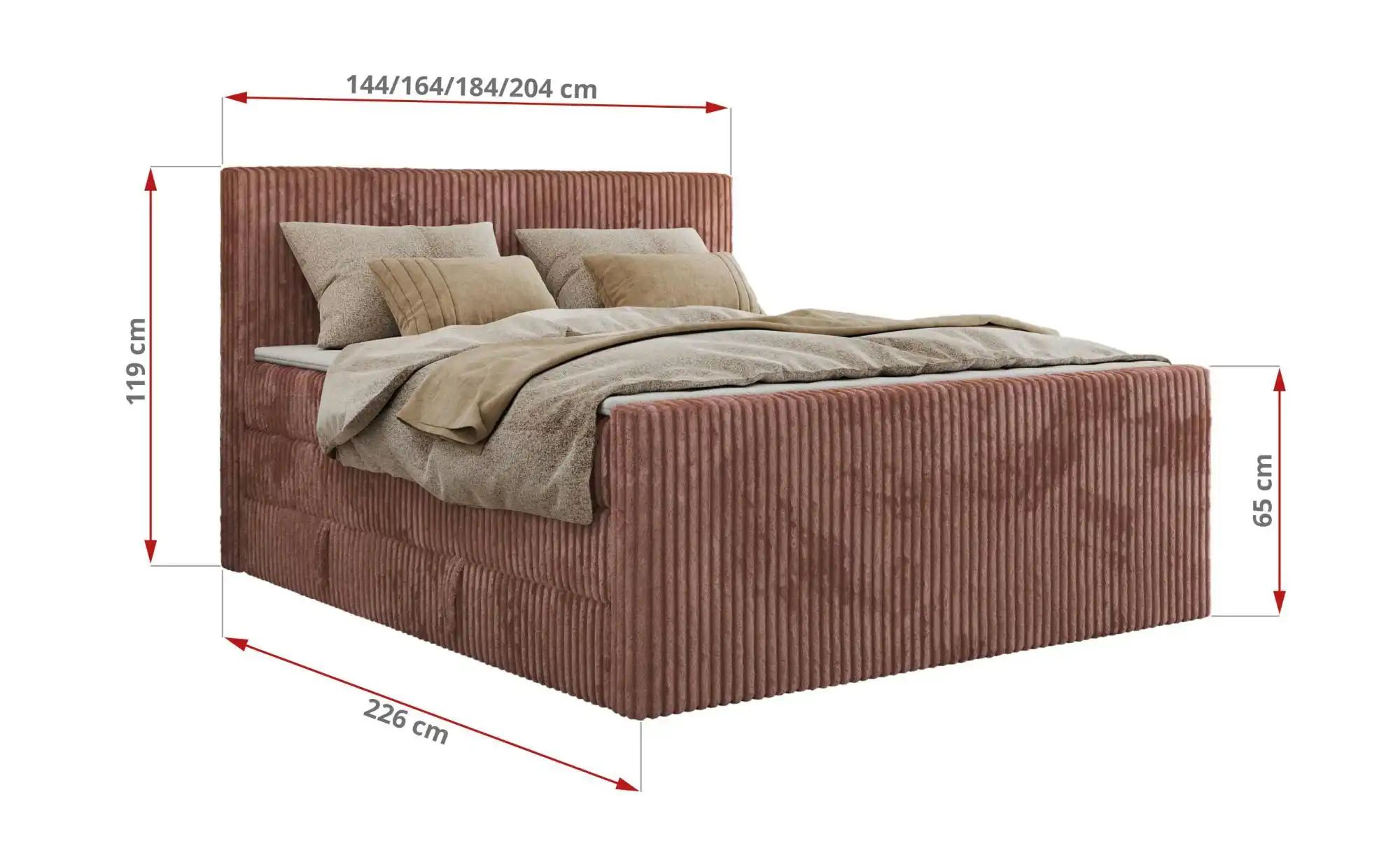 Thumbnail - Boxspringbett mit Bettkasten Tiliano King Duo ¦ rosa/pink ¦ Maße (cm): B: 184 H: 119 Betten > Boxspringbetten - Höffner