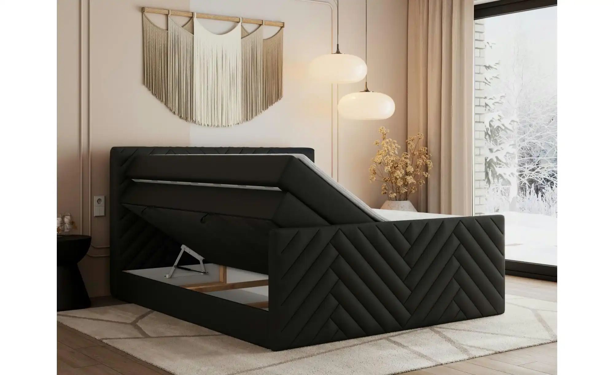 Boxspringbett mit Bettkasten Paris King Duo ¦ schwarz ¦ Maße (cm): B: 121 H günstig online kaufen