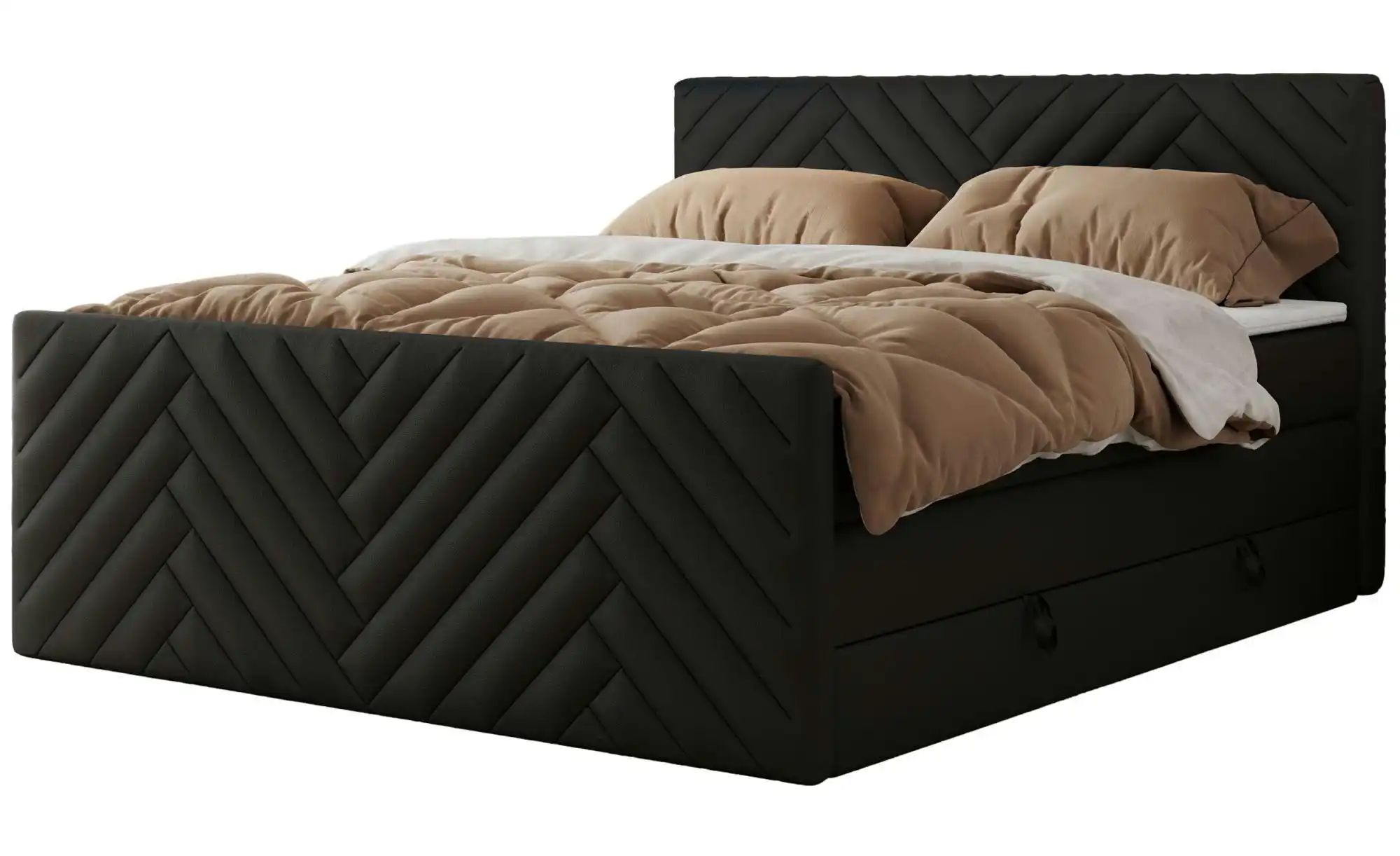 Boxspringbett mit Bettkasten Paris King Duo ¦ schwarz ¦ Maße (cm): B: 121 H günstig online kaufen