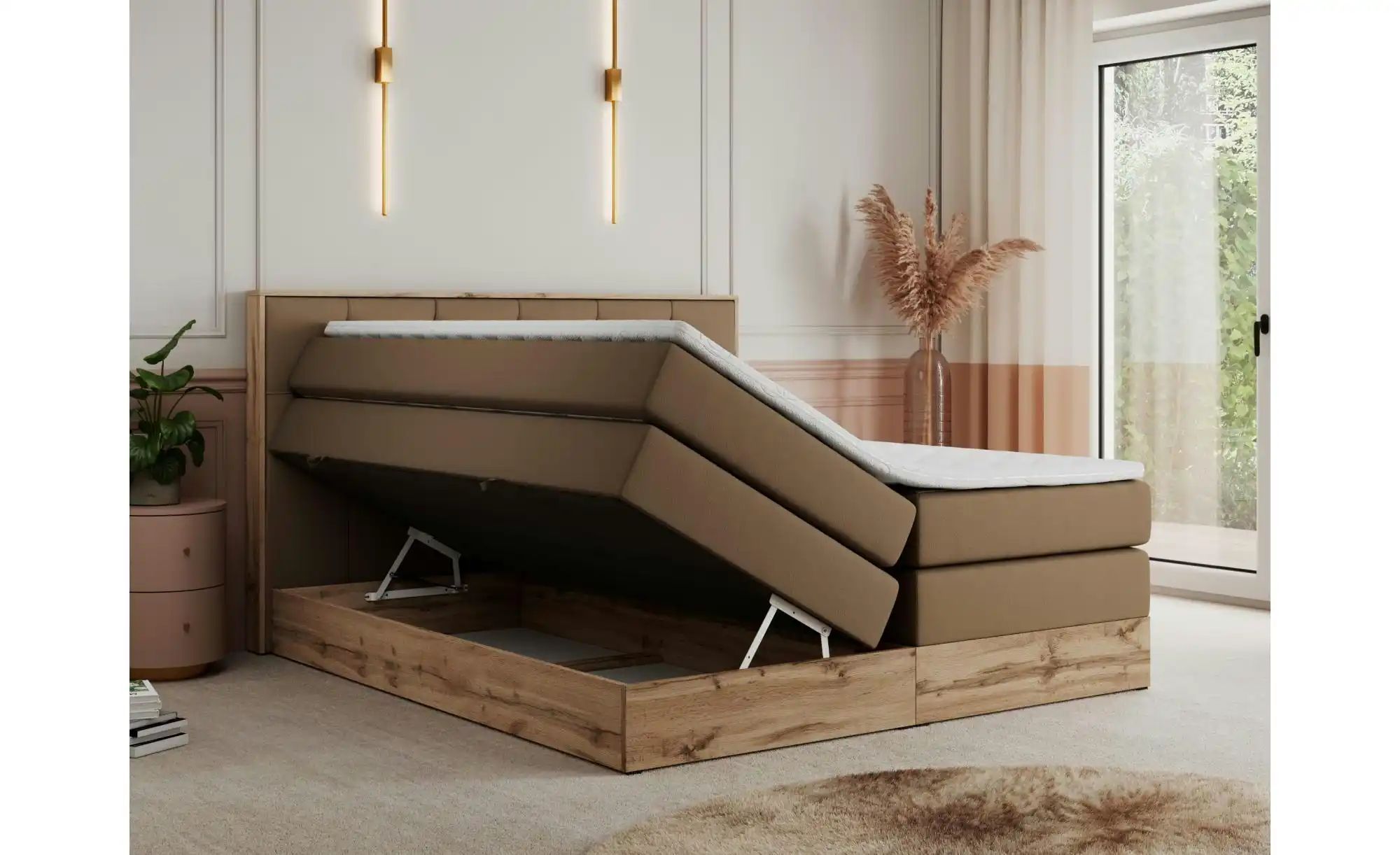 Boxspringbett mit Bettkasten Veneto King ¦ braun ¦ Maße (cm): B: 208 H: 115 günstig online kaufen