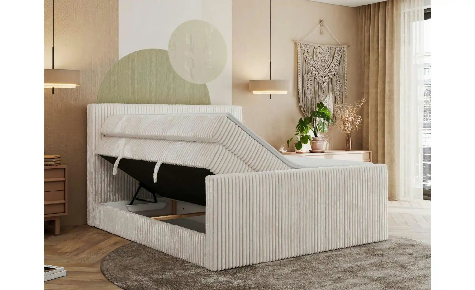 Boxspringbett mit Bettkasten Tiliano King Duo ¦ beige ¦ Maße (cm): B: 144 H günstig online kaufen